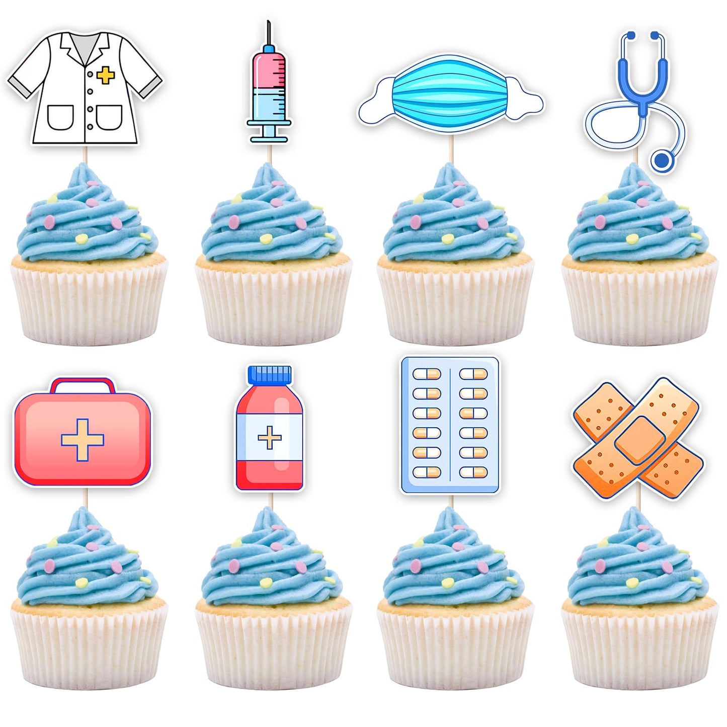 24 Pack Nurse Cupcake Toppers Nursing School Graduation Cupcake Picks Medical Rn Nurse Grad Themed Birthday Baby Shower Party Cake Decorations Supplies BST326L