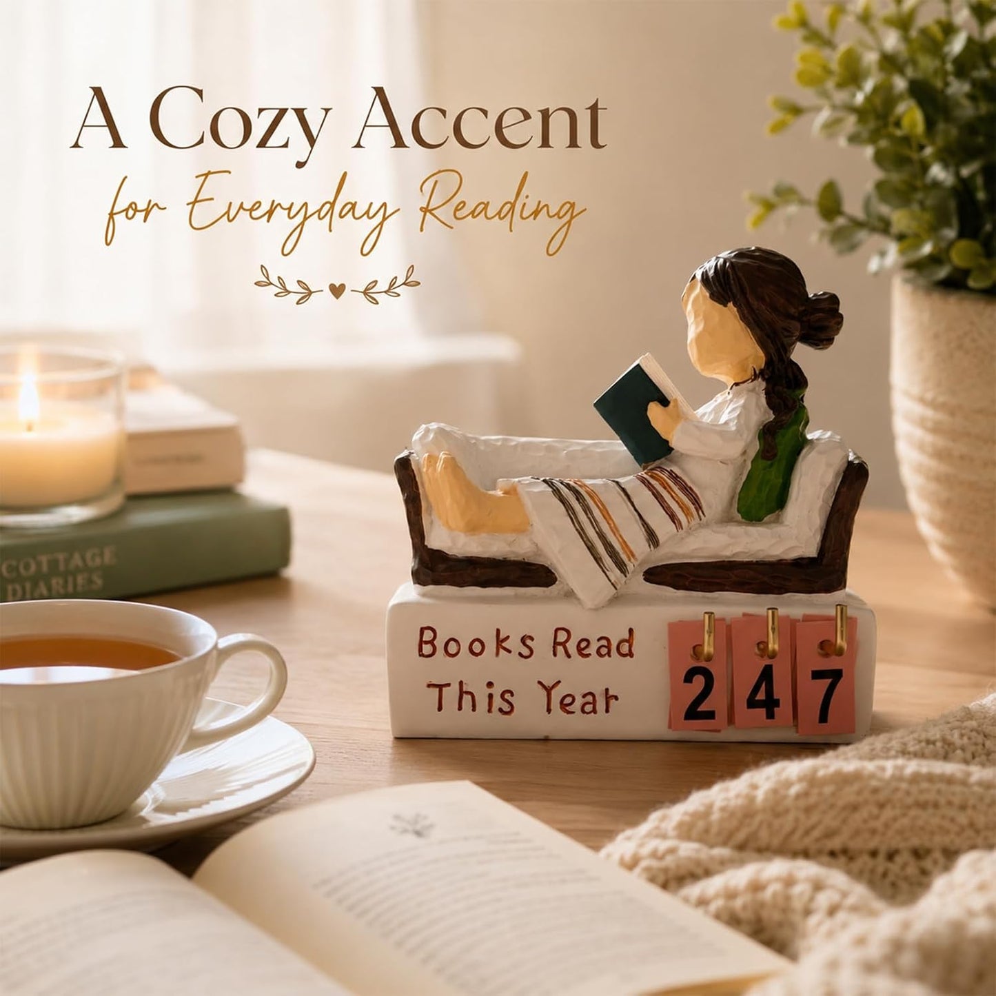 Books Read This Year Counter, Book Lovers Gifts for Women Readers, Bookish Gifts for Bookworms, Reading Tracker with Number Tiles, Bookshelf Decor, Book Accessories for Reading Lovers BST202