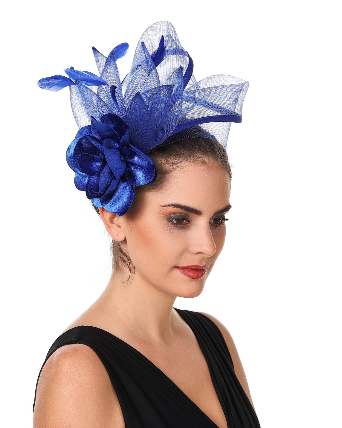 SAFERIN Fascinators Hat Flower Mesh Ribbons Feathers on a Headband and a Clip Tea Party Headwear for Girls and Women WN420
