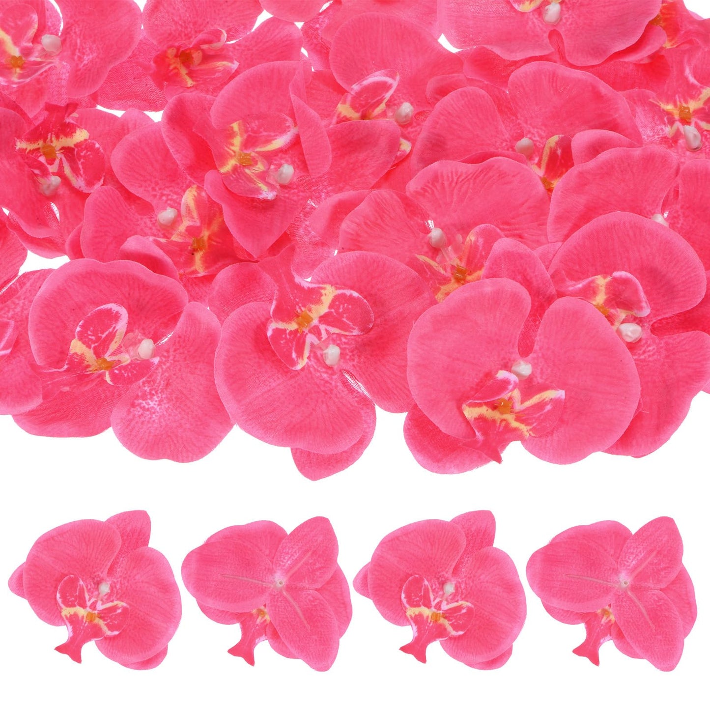 M METERXITY 20-Pack Artificial Orchid Flower Heads, Silk Faux Butterfly Flowers Head for Wedding/Bouquet/Bridal/Party Decor, Fake Phalaenopsis Petals Bulk [2.76 Inch, Dark Purple] BST220