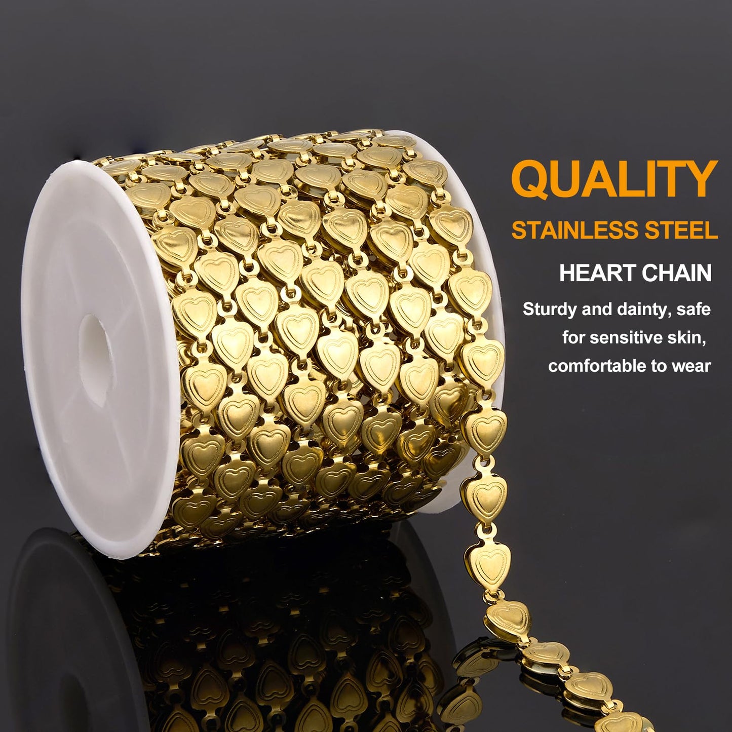 KYUNHOO 16FT Silver Chains for Jewelry Making Colored Bead Links on Spool Stainless Steel DIY Craft Chain Supplies BST220