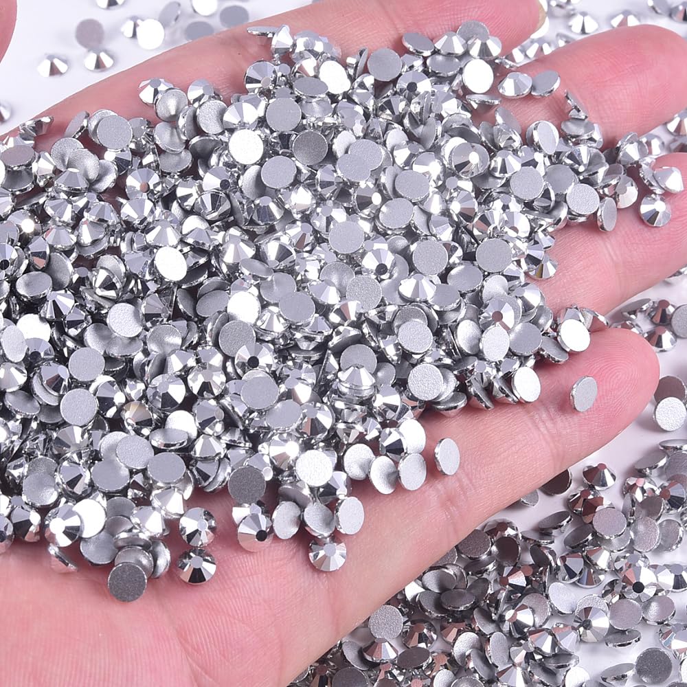 Black Shine Glass Rhinestones Crystal Flatback Gemstones for Crafts Nails Makeup Bags and Shoes Decoration.(SS20/1440pcs) BST202