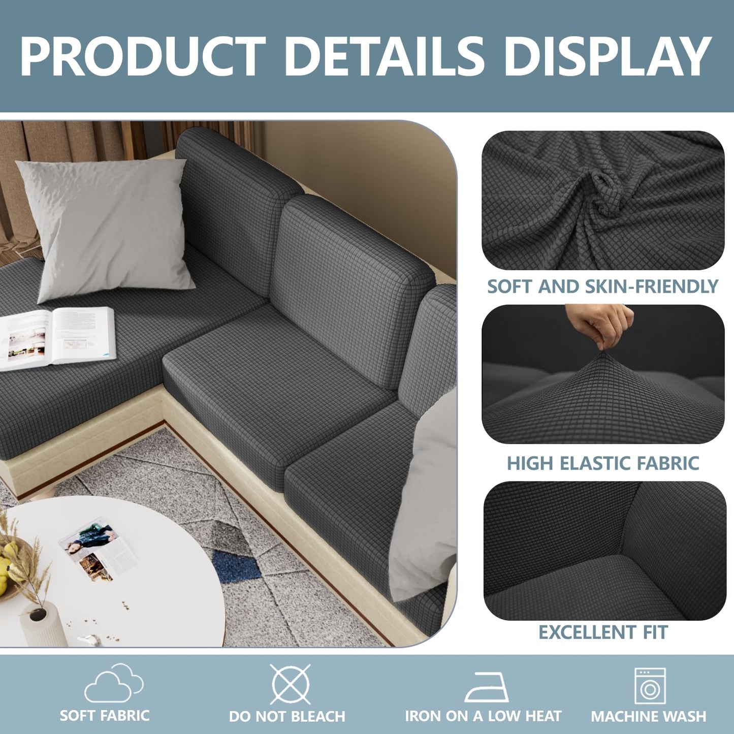 Stretch Couch Cushion Covers for Individual Sofa Seat Cushion,Washable Slipcover for Chair Loveseat Sofa,Furniture Protector Cushion Sofa Cover(Backrest or Seat) BST326H