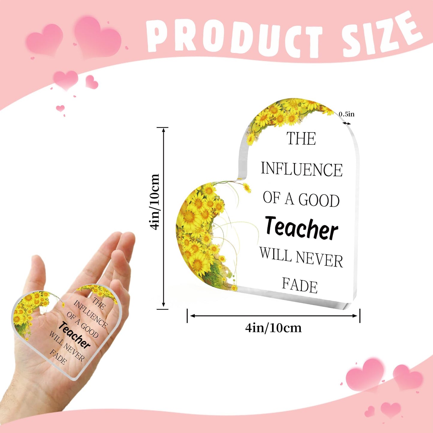 Teacher Appreciation Gifts End of Year Thank You Christmas Retirement Back to School Graduation Halloween Thanksgiving Teacher Gifts for Women Acrylic Plaque Decor with Sunflower for Teachers BST326L