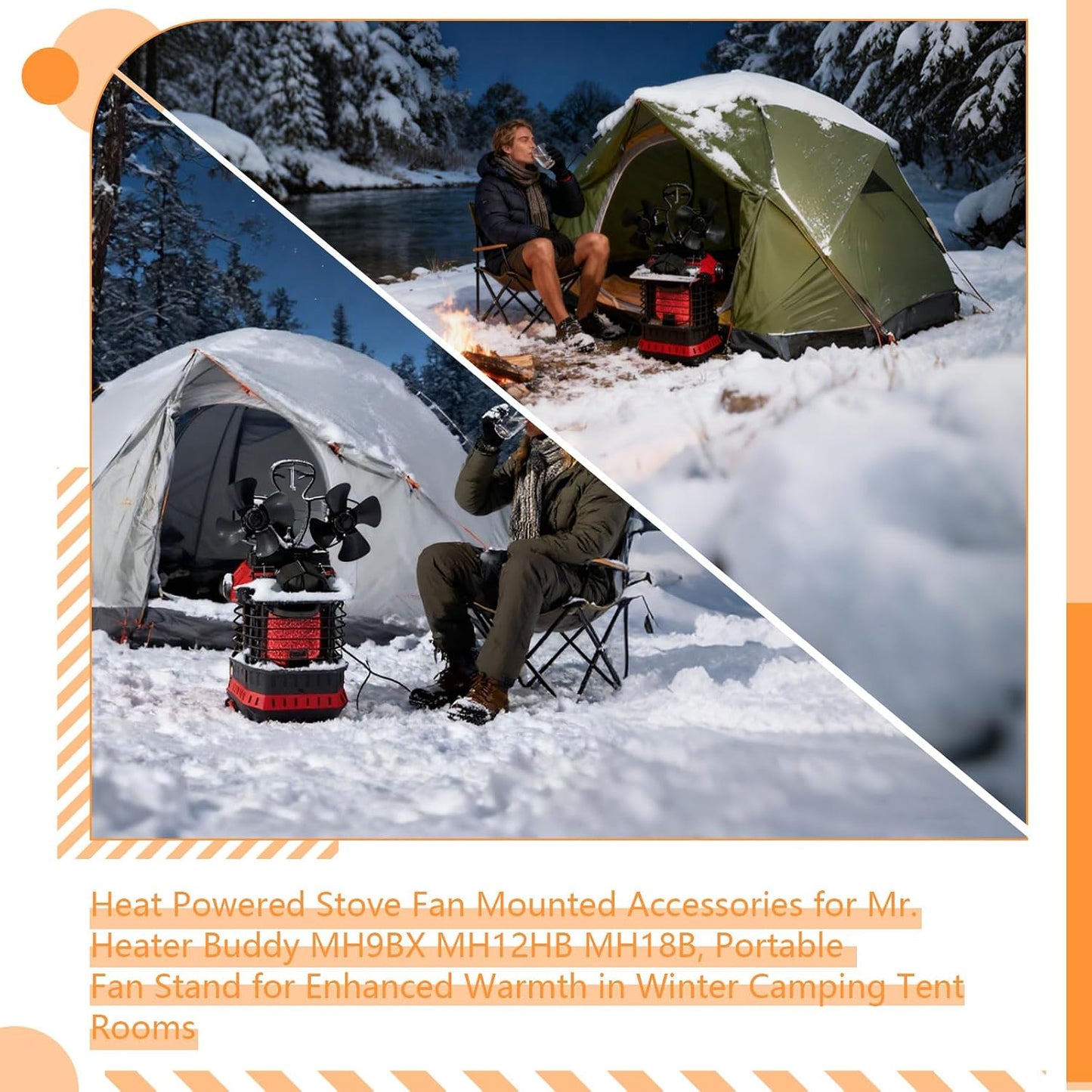 Heat Powered Stove Fan Mounted Accessories | For Mr. Heater Buddy MH9BX MH12HB MH18B, Portable Fan Stand for Enhanced Warmth in Winter Camping Tent Rooms BST202