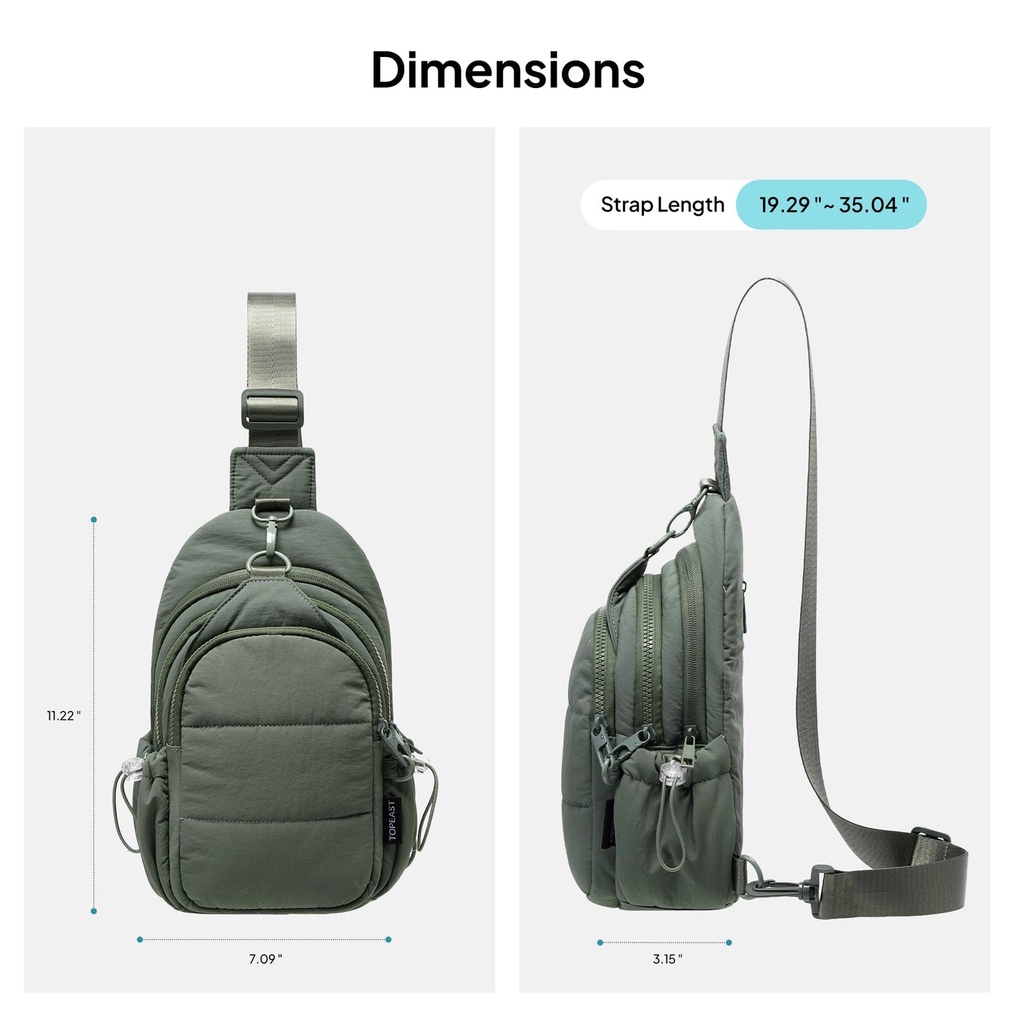 TOPEAST Sling Bag for Women, Anti-Theft Crossbody Bag with RFID Blocking & Small Water Bottle Holder for Travel BST202