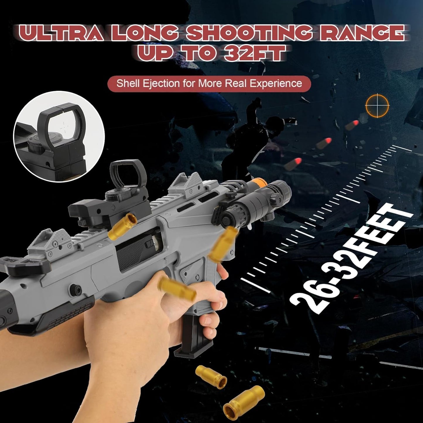 Soft Bullet Toy Gun, Two Modes Toy Gun Shell Ejecting with 80 Soft Bullets 40 Shells 68