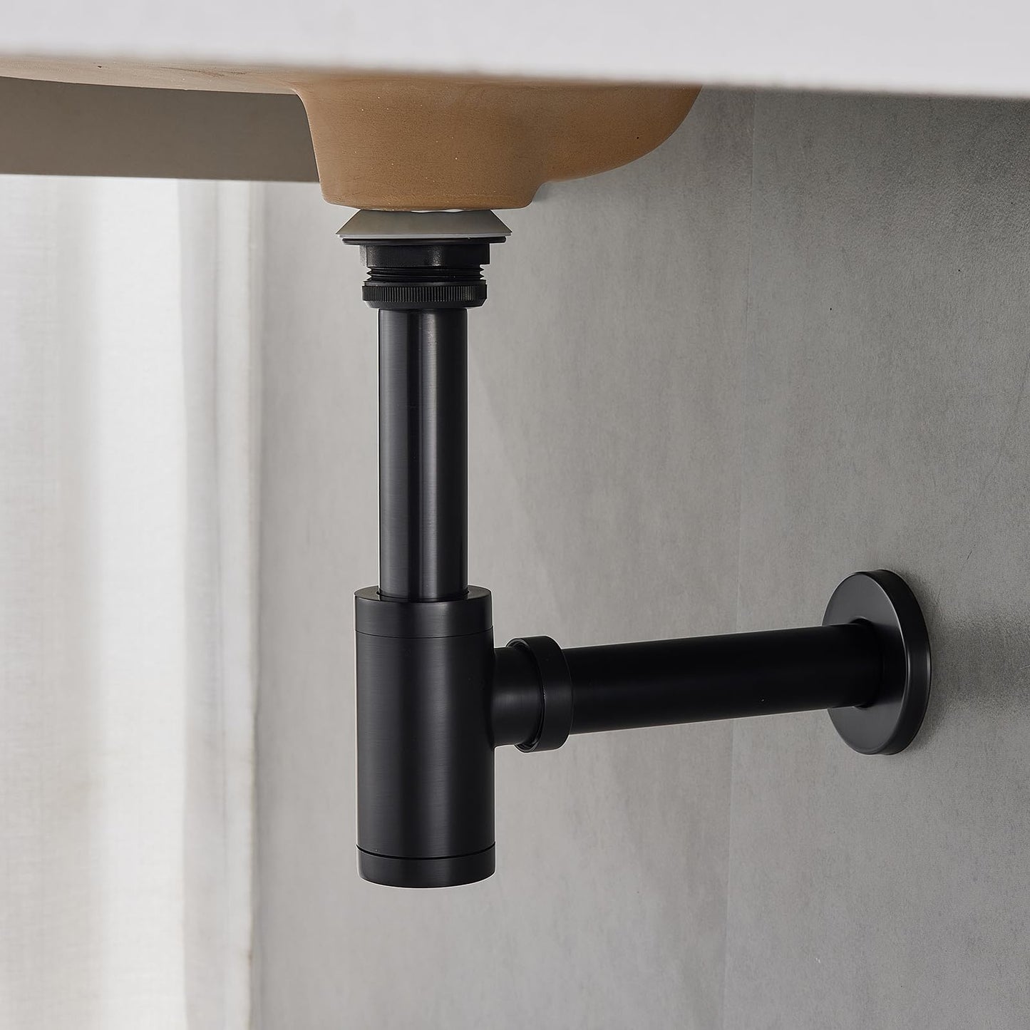 Solid Brass Adjustable 1-1/4 Bottle Trap with Overflow Drain Stopper Set, Bathroom Sink P-Trap Complete Set Sink Drain Kit Tube, Antique BST220