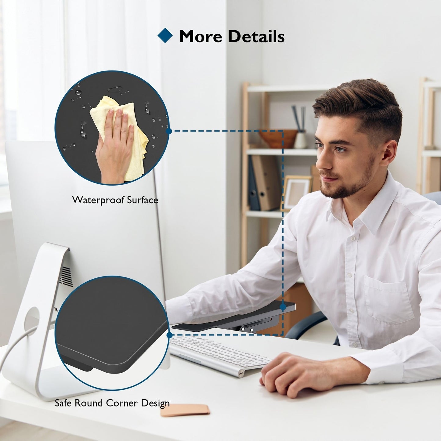 BONTEC Ergonomic Desk Extender Tray, 9.5"x9.1" Wrist Rest Shelf | 90°Foldable Elbow Support, Table Mount Arm, Clamp on Computer Arm Rest for Desk, Office & Home Use,Durable Easy to Install BST202