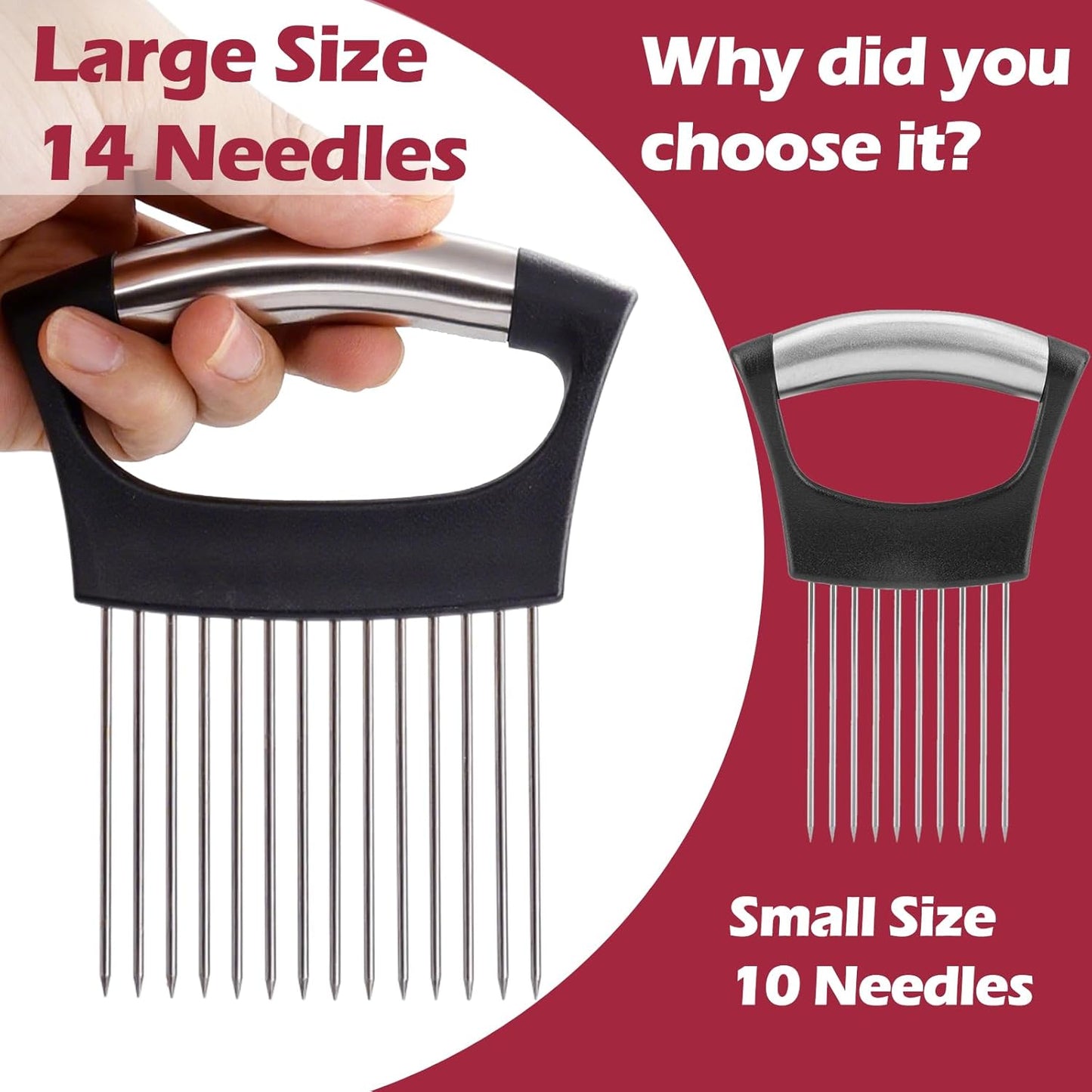 JAYVAR Extra-Large Onion Holder for Slicing, 304 Stainless Steel | 14 Long Needles, Onions Cutter Vegetable Chopper, Tomato Cutter Slicer, Kitchen Gadgets for Evenly Slicing BST326H