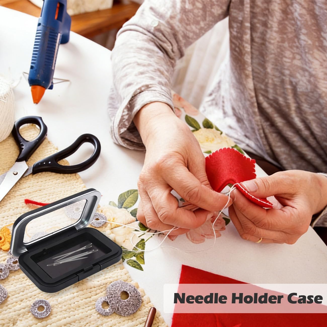 Large Magnetic Needle Case with Clear Lid – Sewing Storage Pin Needle Keeper Holder for Snap Closure, Quilting & Crafts BST326L