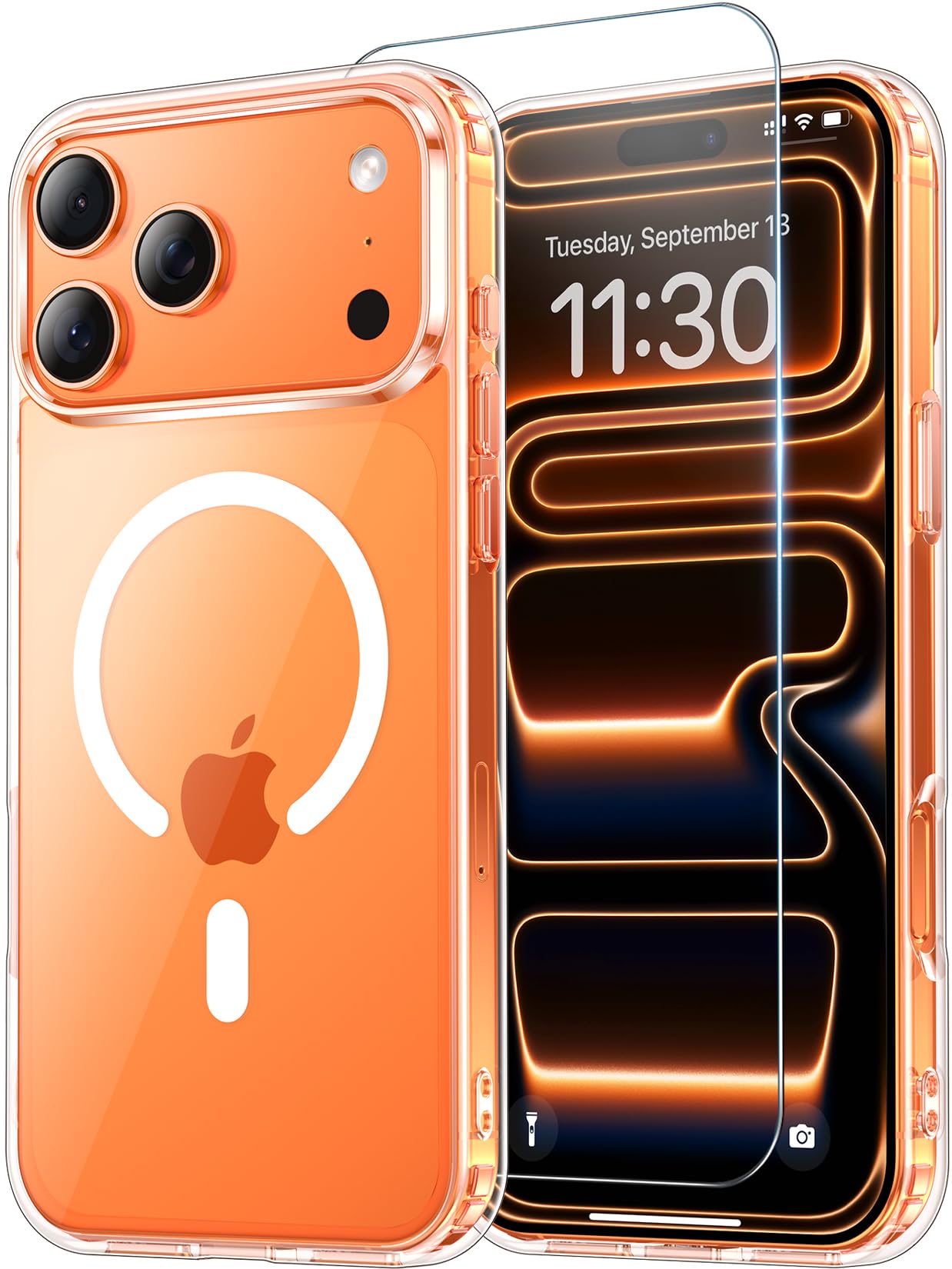 for iPhone 17 Pro Max Case Clear with Screen Protector, Compatible with Magsafe, Anti-Yellowing, Military-Grade Protection, Shockproof Slim Magnetic Phone Case Cover, Black WN420