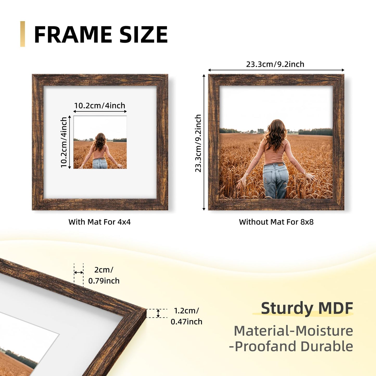 YESKAY 8x10 Picture Frame Set of 9, Display Pictures 5x7 with Mat or 8 x 10 Without Mat, Multi Photo Frames for Wall Mounting or Table Top Display, Blue BST326H