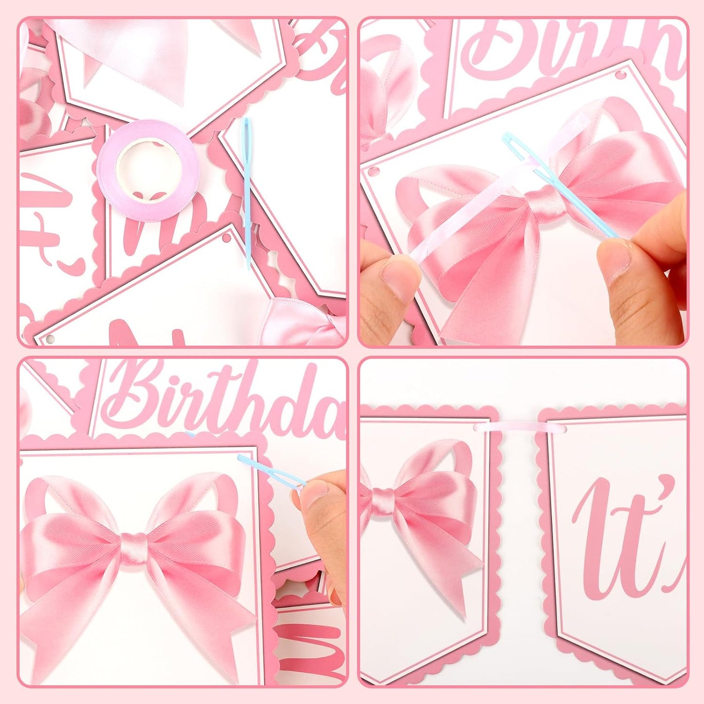 Half Birthday Decoration It's My 1/2 Birthday Banner with Pink Ribbon Bow Six Months Girl Party Decoration for Girls Kids Little Princess Baby Shower Party Supplies Sweet Photo Props BST326L
