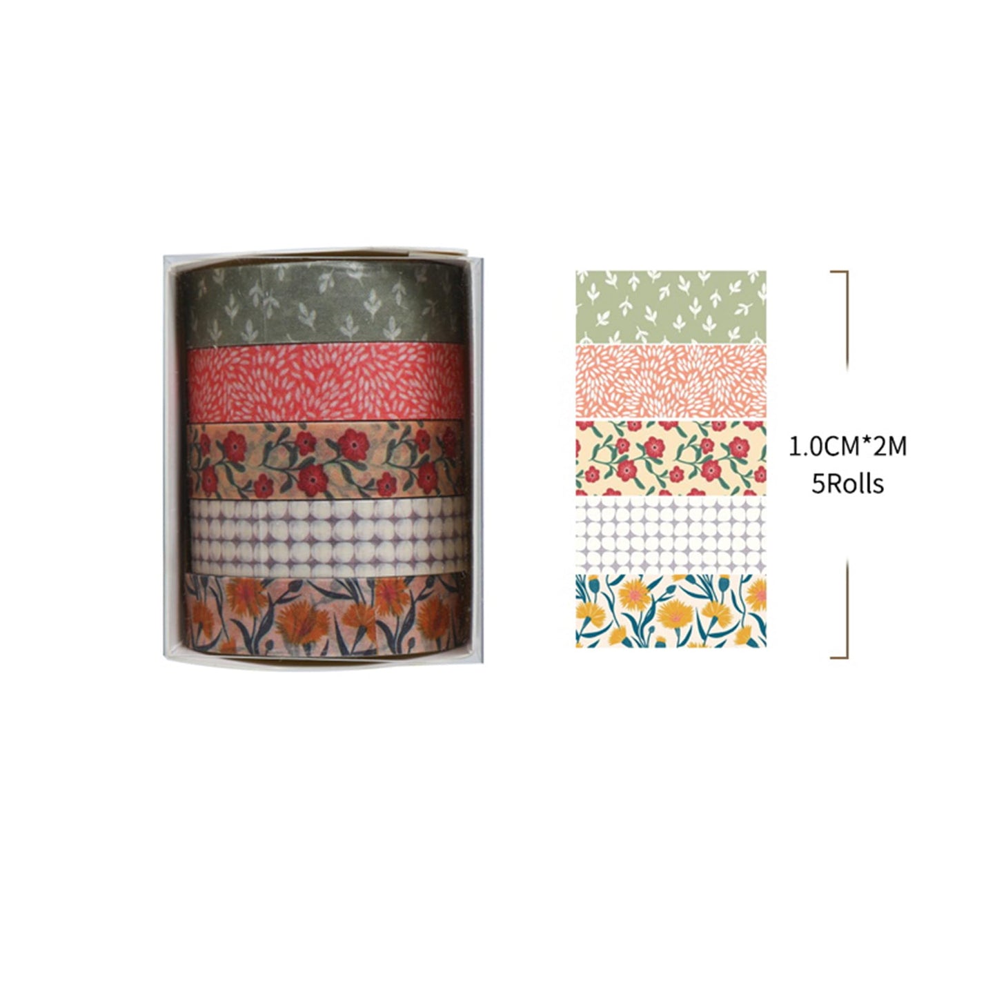 Fantasy Washi Tape Set - 5 Rolls Texture Arts Adhesive Tapes Basic Patterns Decorative Masking Tape Sets for Craft, Kids, Scrapbook, DIY, Gift Wrapping (10-Modern Mosaic) BST220