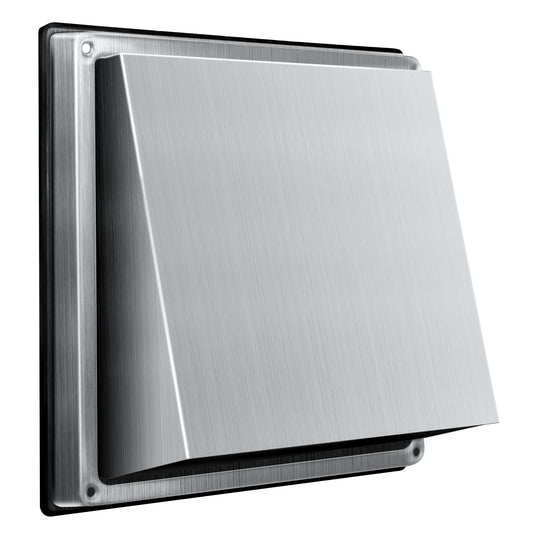 4-Inch External Extractor Wall Vent, Outdoor Stainless Steel Wall Exhaust Vent with Bird Screen, Dryer Vent Cover with Rubber Seal Cushioned Non Return Flap, Outside Airflow Vent Replacement Hood BST220
