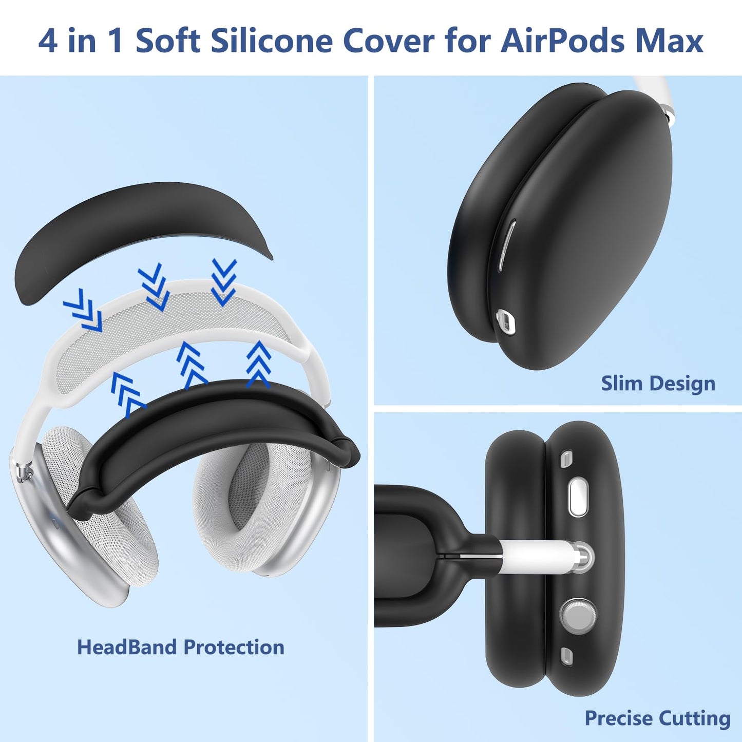 Case for Airpods Max Headphones, Ear Pad Case Cover/Ear Cups Cover/Headband Cover for AirPods Max 2 & 1 (USB-C/Lightning) (2026/2024/2020), Silicone for Apple Airpod Max 2,Accessories Cases,Deep Green WN420