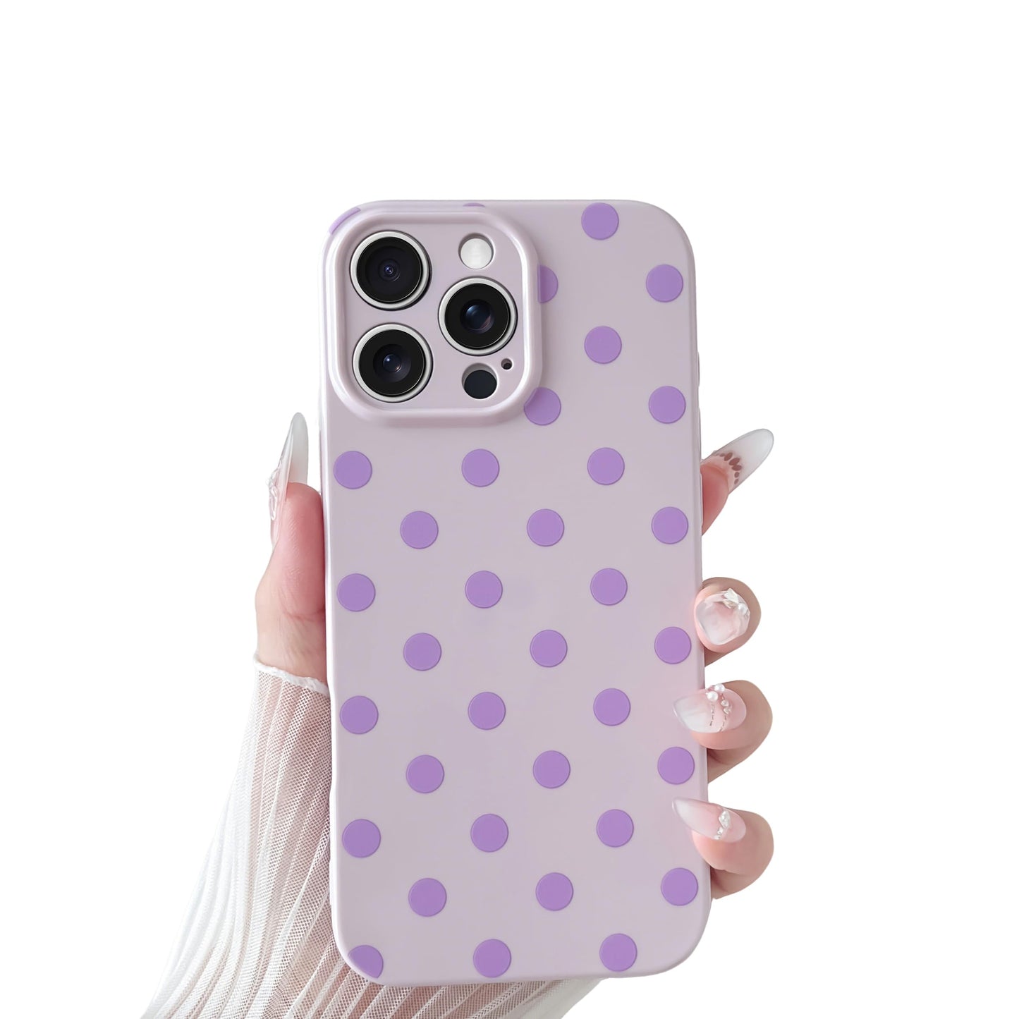 Skyseaco Compatible with iPhone 15 Case Cute Polka Dot Phone Case Soft Slim TPU Shockproof Phone Cover Full Camera Protection for Women Girls - Black WN420