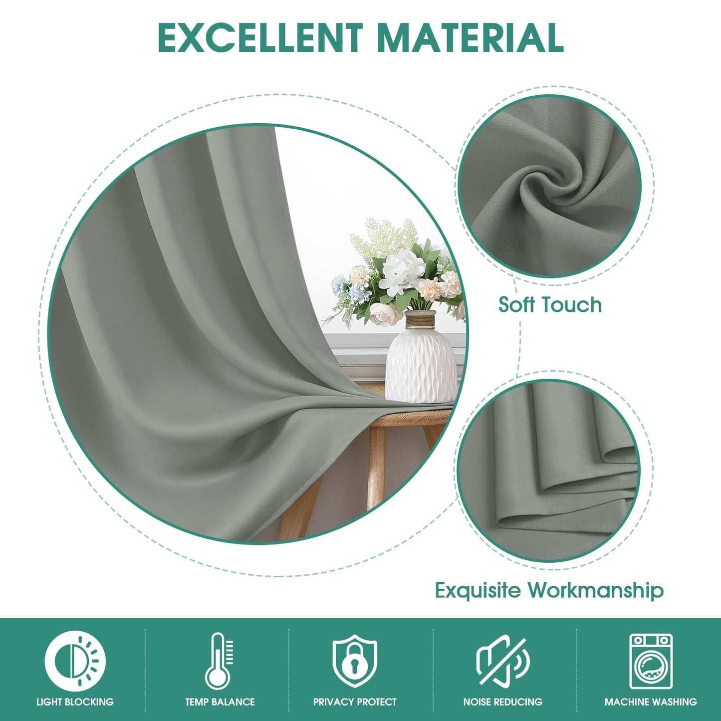 HOMEIDEAS Blackout Curtains, 2 Pages Grey Gray Room Darkening Bedroom Pinch Pleated Curtains Thermal Insulated Back Tab Rod Pocket Drapes for Bedroom, W52 x L63 BST326H
