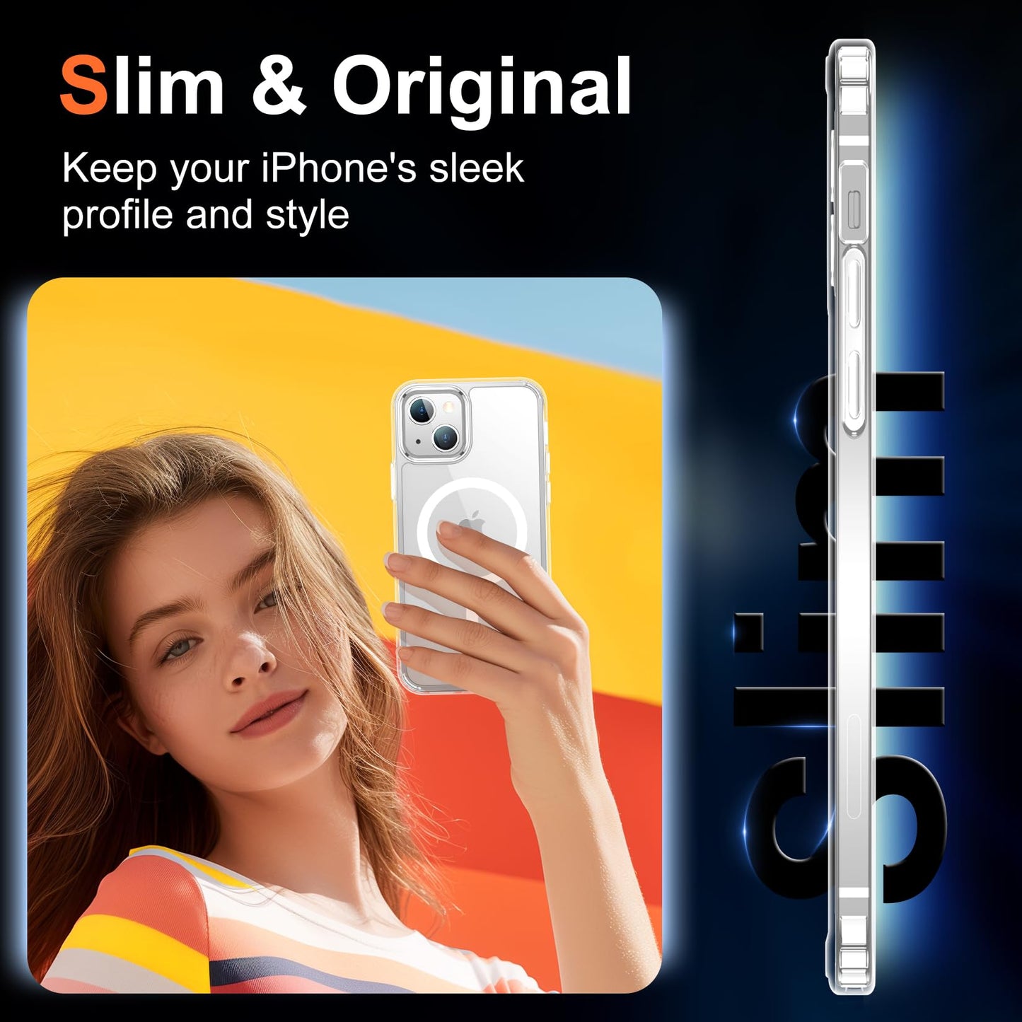 for iPhone 17 Pro Max Case Clear with Screen Protector, Compatible with Magsafe, Anti-Yellowing, Military-Grade Protection, Shockproof Slim Magnetic Phone Case Cover, Black WN420