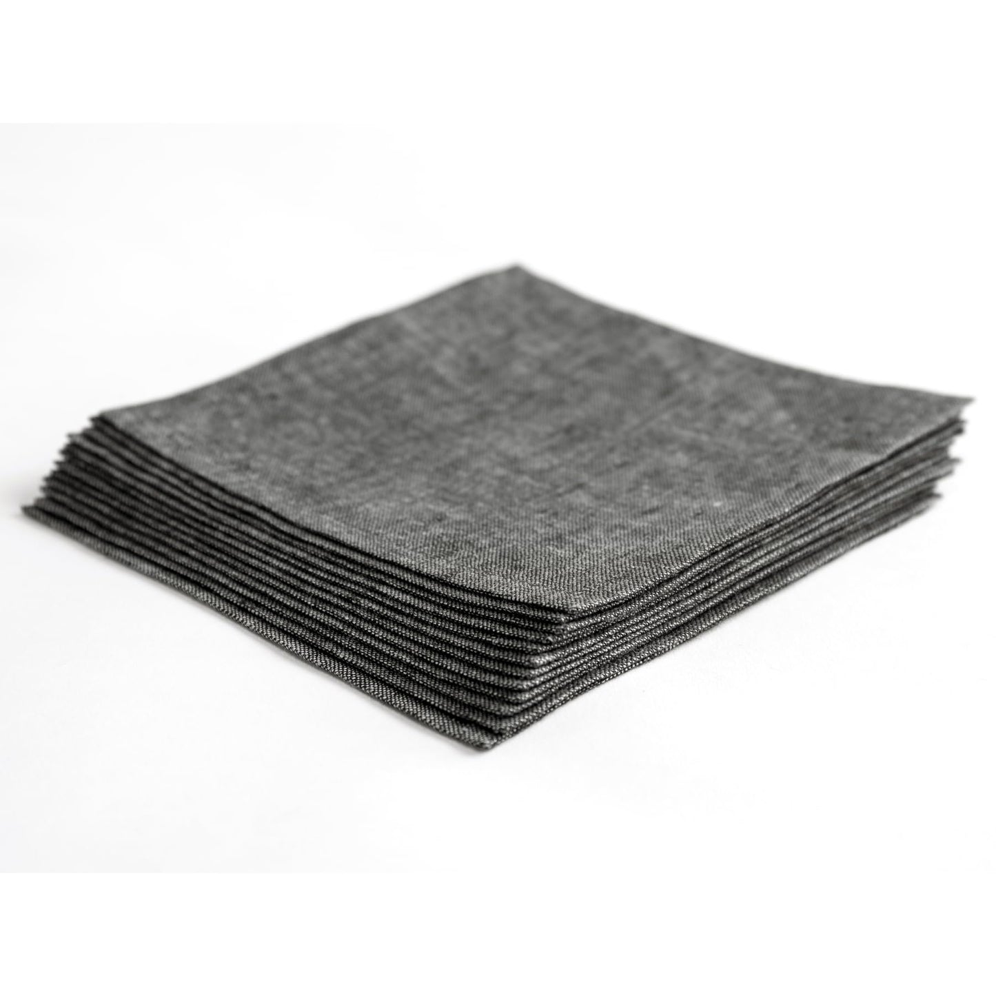 Solino Home 100% Linen Cocktail Napkins Black, Athena 6 x 6 in, Set of 12 | Small Cloth Napkins for cocktails, beverages, coasters and appetizer serving, Chambray Black, Pure Linen, OEKO-TEX Certified BST326SOLH
