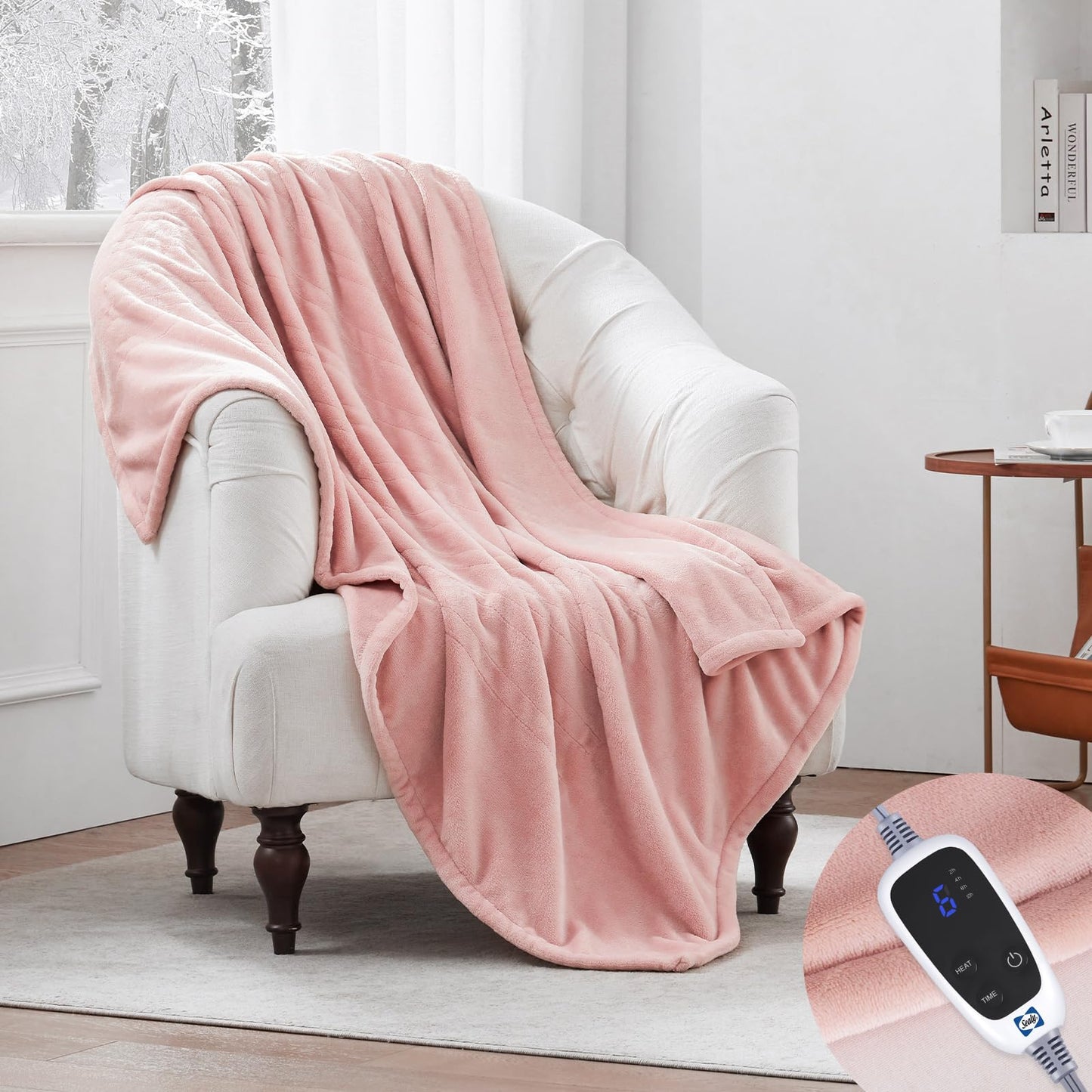 Sealy Heated Electric Blanket Queen Size, Flannel Electric Blanket with 10 Heating Levels & 1-12 Hours Auto Shut Off, Fast Heating Warming Blanket, Machine Washable, Grey, 84 x 90 Inch