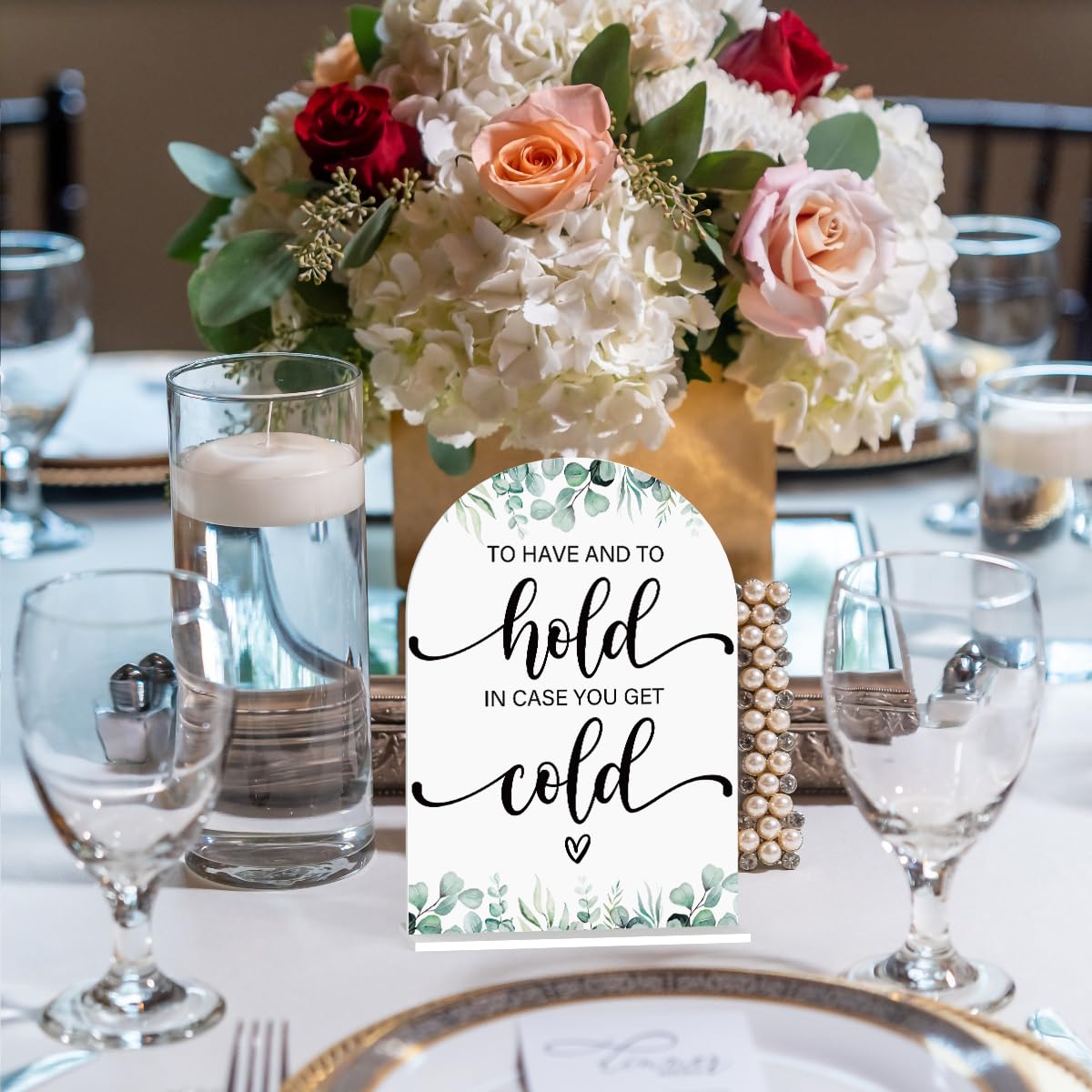 Acrylic Wedding Sign Bubble Send Off Signs for Ceremony Modern Calligraphy Arch Acrylic Table Top Signs for Wedding Reception and Event Party Table Decor (White Eucalyptus Leaves) BST326L