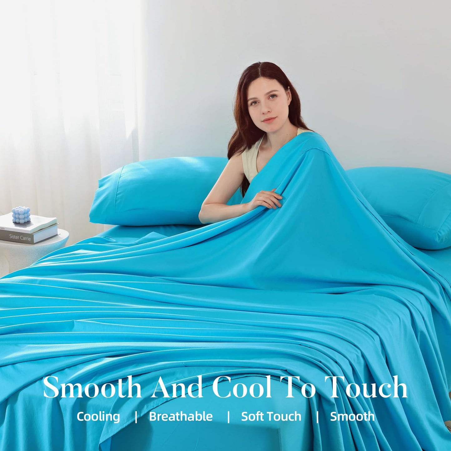4 Piece Twin Size Sheet - Cooling Bed Sheets Set, Blend Rayon Derived from Bamboo, Breathable Soft Hotel Luxury Bedding & Pillowcases, Silky Fit 16 inch Extra Deep Pocket, Oeko-Tex - Olive Green BST326H