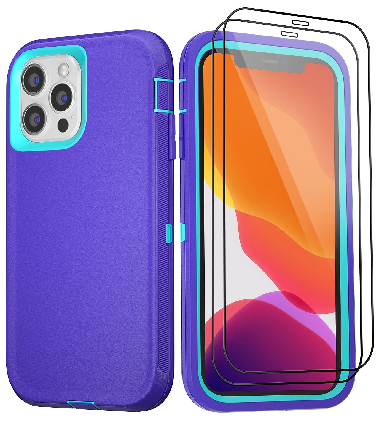 for iPhone 11 Case with Belt Clip Holster Kickstand & 2 Screen Protector, Full Protection Heavy Duty Phone Case, Shockproof Drop-Proof Durable Cover 6.1" [Black+Clip] WN420