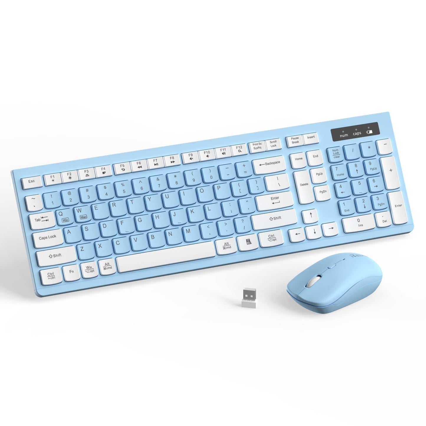 Wireless Keyboard and Mouse Combo, Full-Sized Wireless Keyboard and Adjustable DPI Mouse, 2.4GHz USB Receiver, Silent Keyboard and Mouse for PC, Windows, MAC, Desktop, Laptop (Avocado Green)