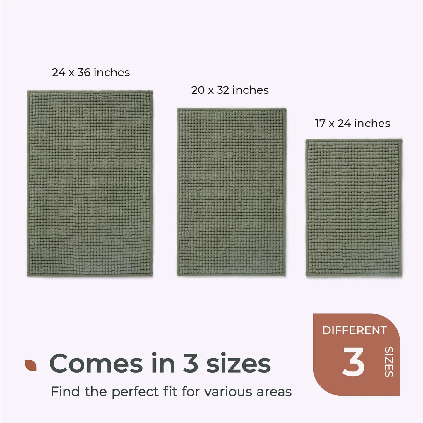 FRESHMINT Thick Chunky Chenille Bathroom Rug, Black, 20"x32" | Non-Slip Backing, Water Absorbent Surface, Machine Washable Care, Cushioned Comfort, Bathroom Floor Use BST220