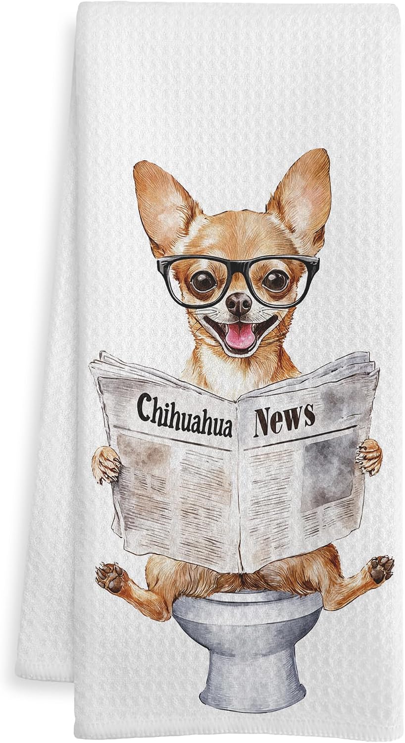 Funny Chihuahua Gifts Hand Towels for Bathroom, Chihuahua Gifts for Women Men Decorative Hand Towels for Kids Guest Bathroom Washroom Power Room Vanity Half Bath, 16X24 Inch BST326L