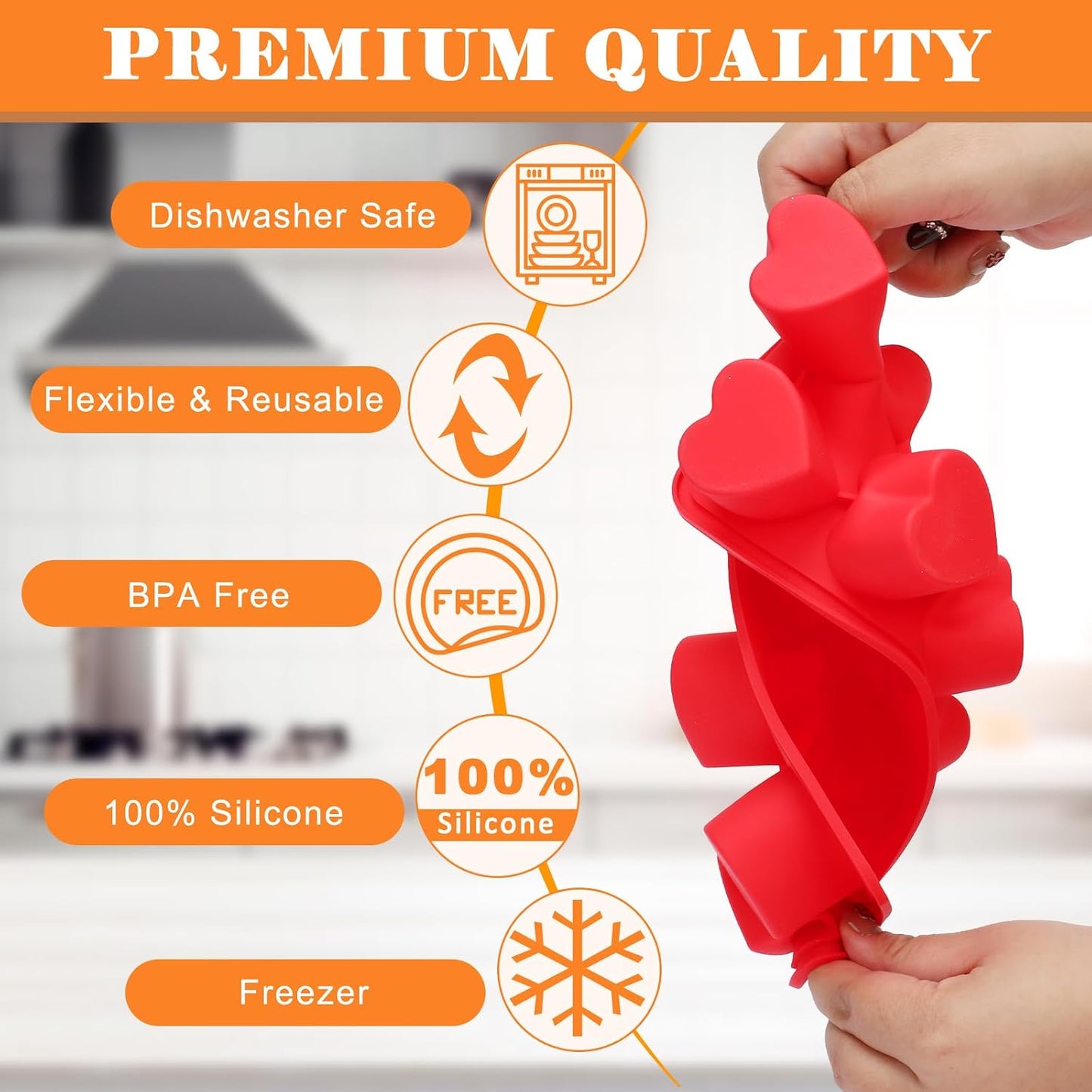 3PCS Heart Shaped Mold Silicone, 10-Cavity Chocolate Heart Mold Silicone Small Non-stick Mould for Baking Homemade Treats Mould for Candy Jelly Gummy Food Candles Epoxy Resin Valentine Crafts BST326L