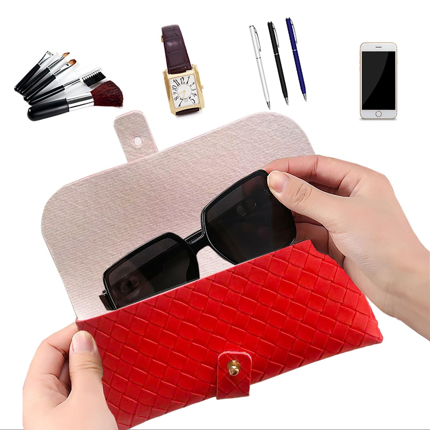 Glasses storage bag Travel sunglasses myopia glasses storage bag Fashion leather storage bag WN420