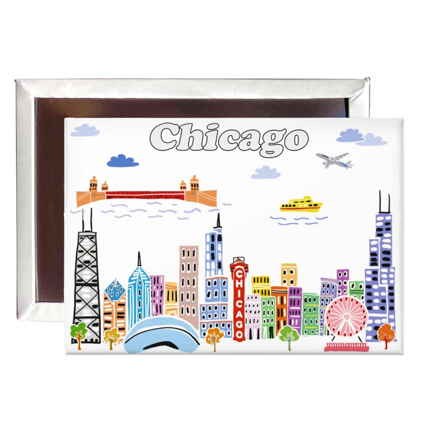 City Themed Artwork Magnet Collection by Beary Blu - Designed in The USA, Collectible Souvenirs Gifts 2.5" x 3.5" (Dallas) BST220