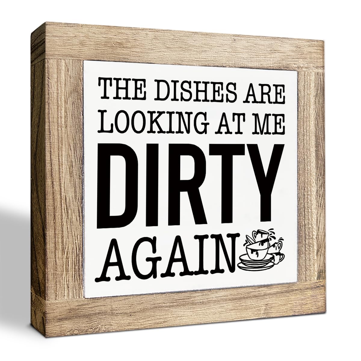 Just A Spoonful of Sugar Sign, Coffee Decor Sign, Rustic Kitchen Box Signs, Coffee Station Decor, Modern Farmhouse Home Decors for Kitchen Bar, Cafe Decors, Freestanding Wooden Plaque BST326L
