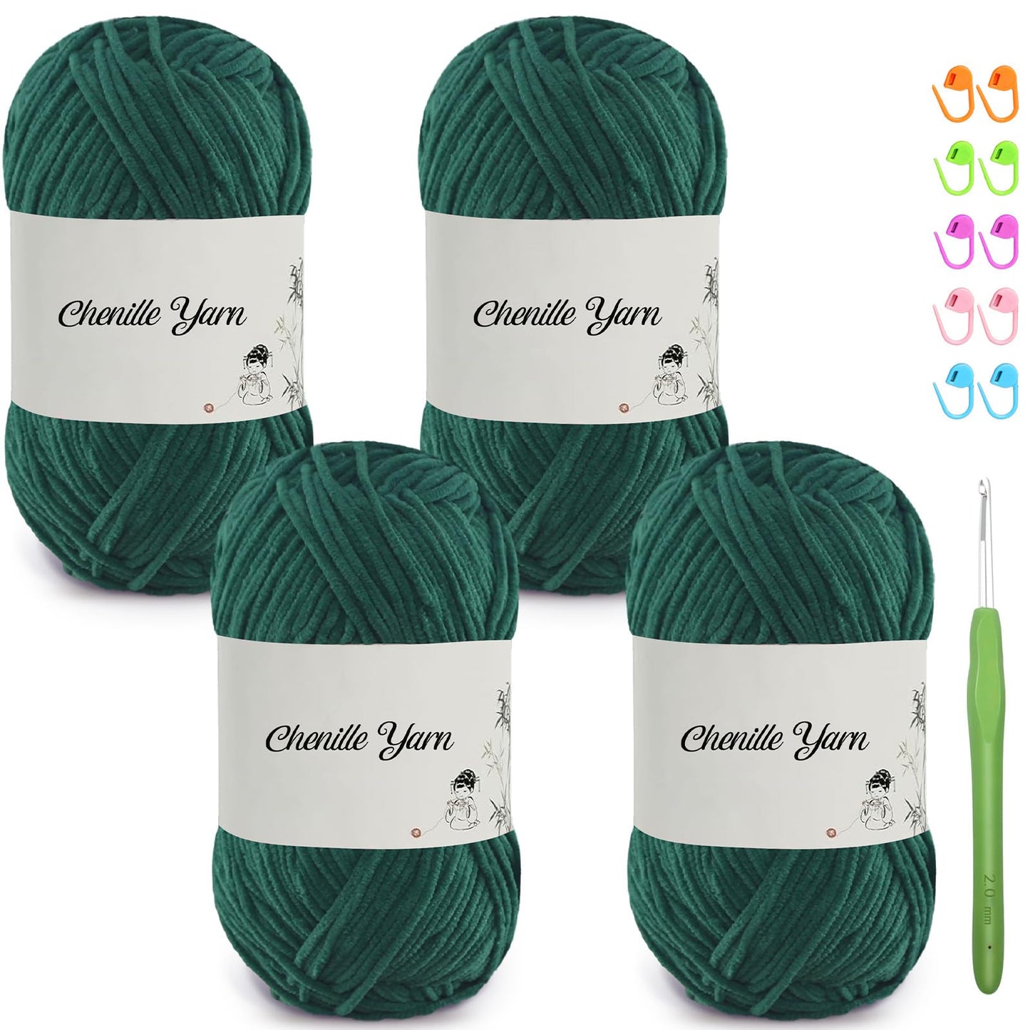 4 Pack of 1.76oz Chenille Yarn for Crocheting,158yards Soft Fluffy Velvet Yarn, Ideal Crochet for DIY Baby Blankets Toys Scarves Throw Pillows Hats Cushions(Purple) BST326L