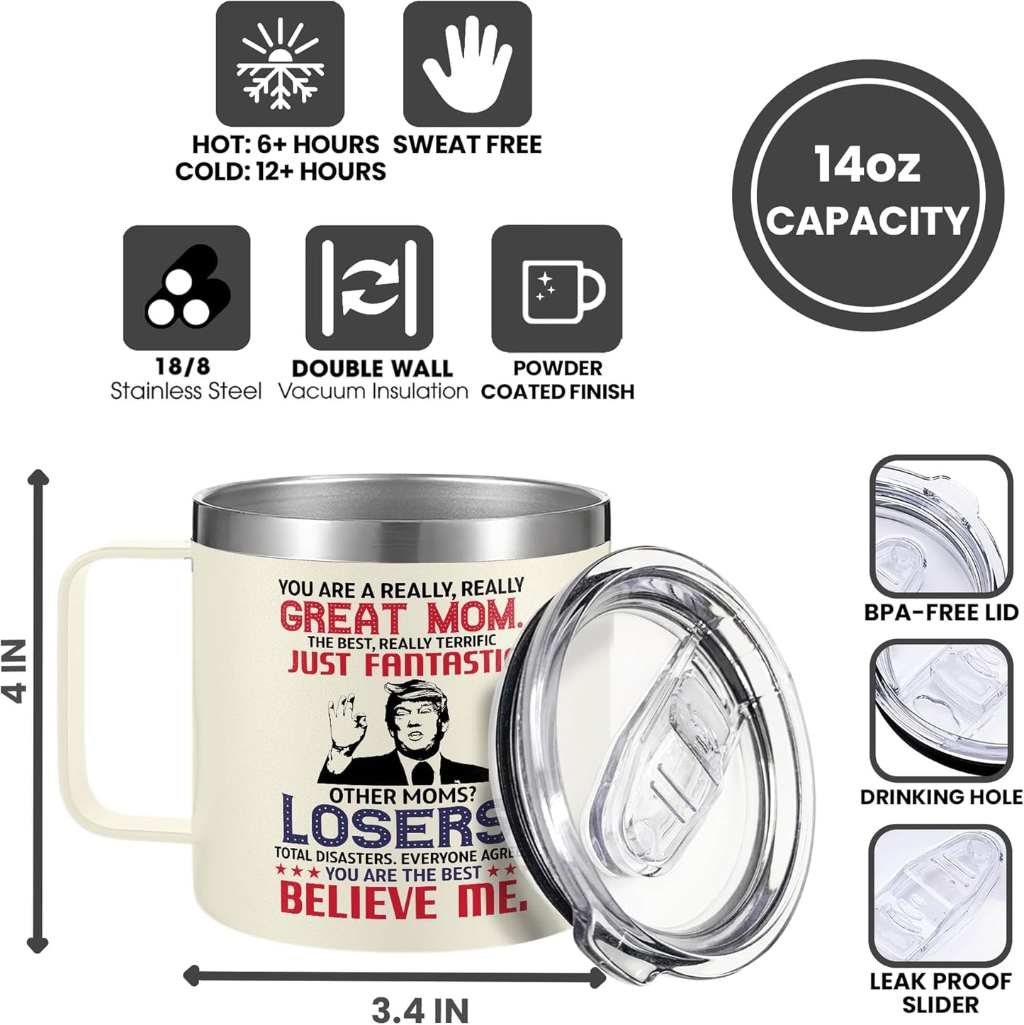 Gifts for Mom from Daughter Son - Mothers Day Gifts for Mom Wife - Birthday, Valentines, Mother's Day, Christmas Gift Ideas for Moms - Gift for Mama, Moms, Mother from Kids - 14 Oz Coffee Mug BST326H