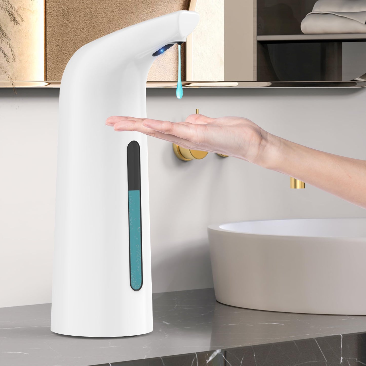 Automatic Soap Dispenser Touchless,400ML Hand & Dish Countertop Electric Liquid Dispenser with Sensor,Modern 4 Gear Adjustable Black Waterproof Battery Operated Kitchen Auto Soap Pump WN420