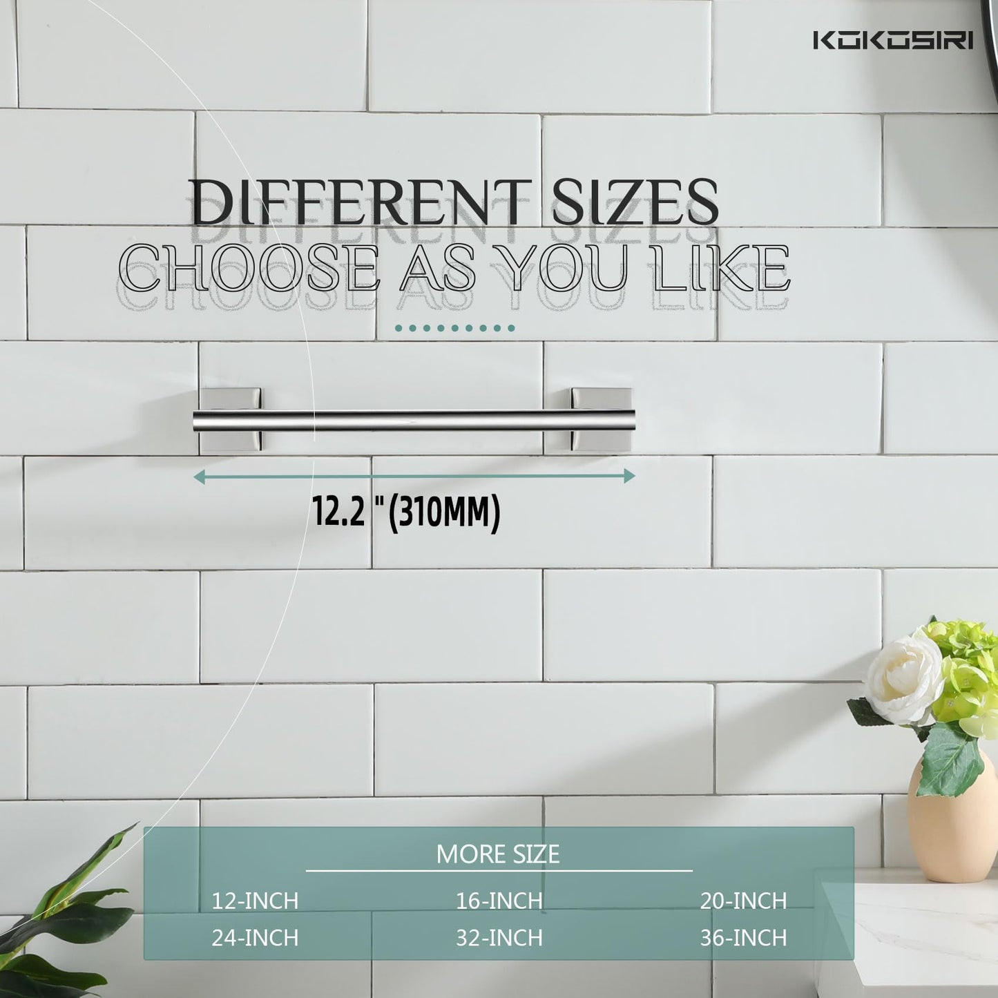 KOKOSIRI Bathroom Towel Bars 16 Inch Towel Rail Matte Black 40CM Hand Towel Holder for Bath Kitchen Wall Stainless Steel B4005BK-L16 BST202
