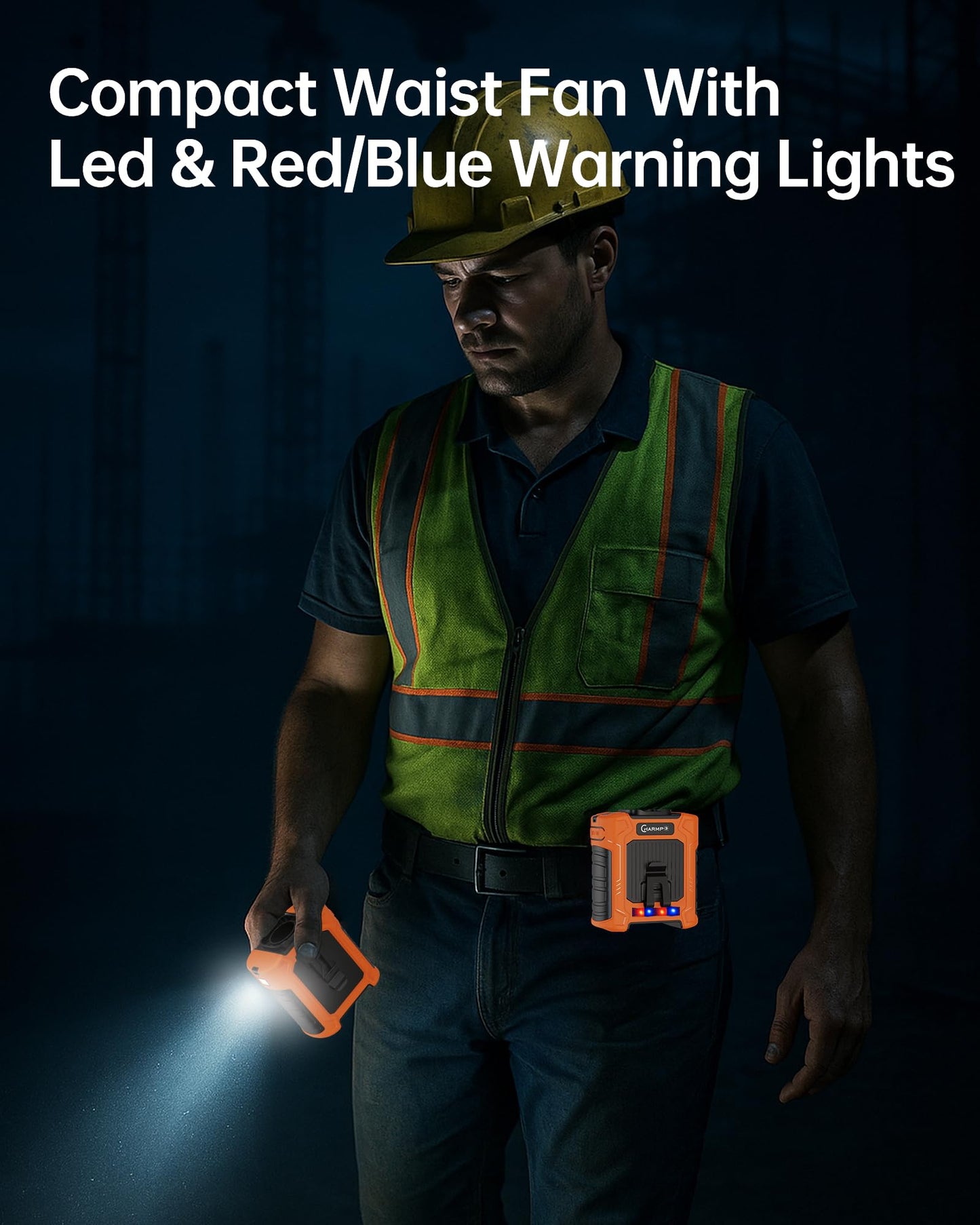 Portable Waist Fan - 6000mAh Battery, 3 Speeds, Strong Airflow, Up to 16 Hours Working Time, Portable Hands-Free Cooling Belt Clip Fan for Construction Workers, Couriers, and Campers BST202