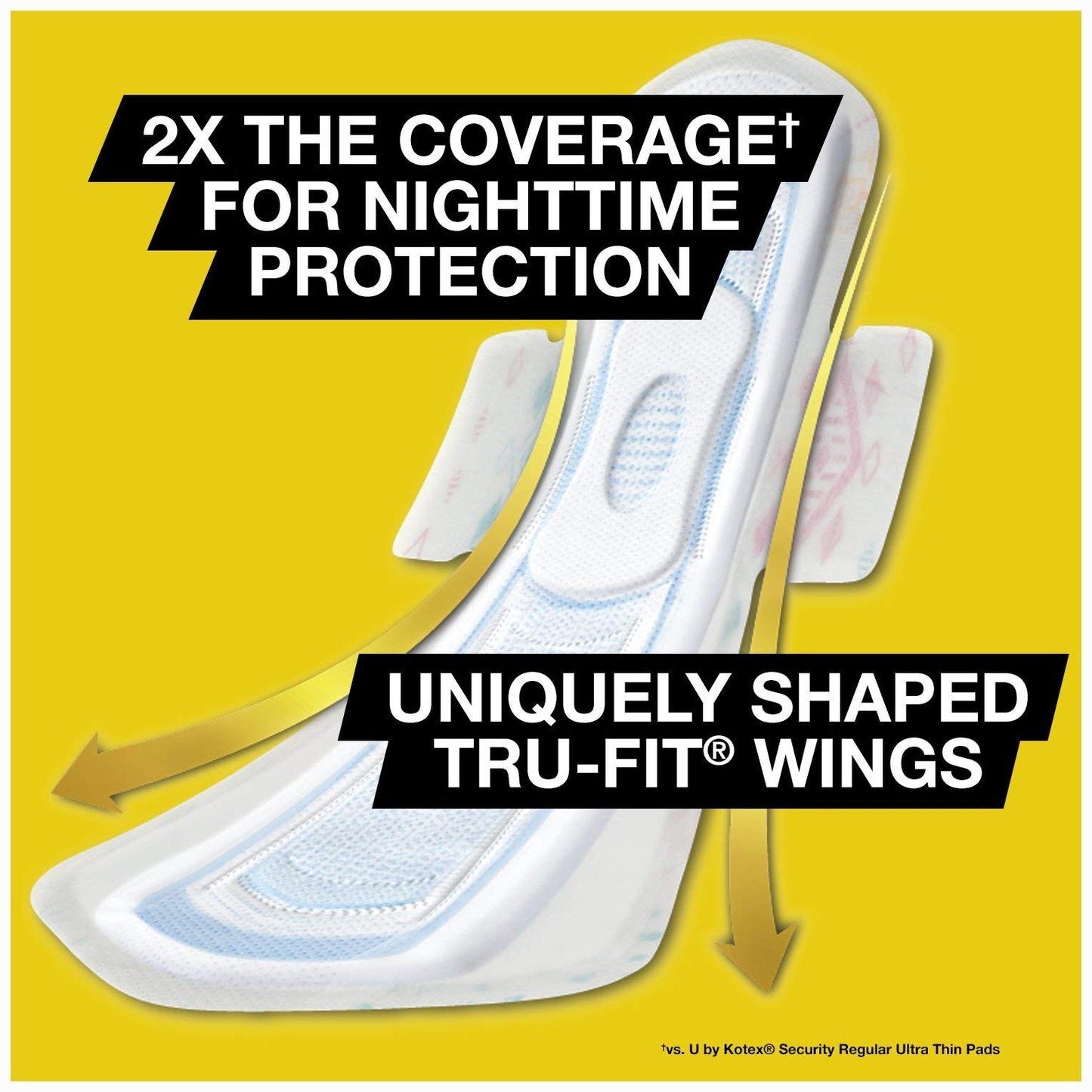 U By Kotex Allnighter Ultra Thin Overnight Pads with Wings, Extra Heavy Flow, 24 Count