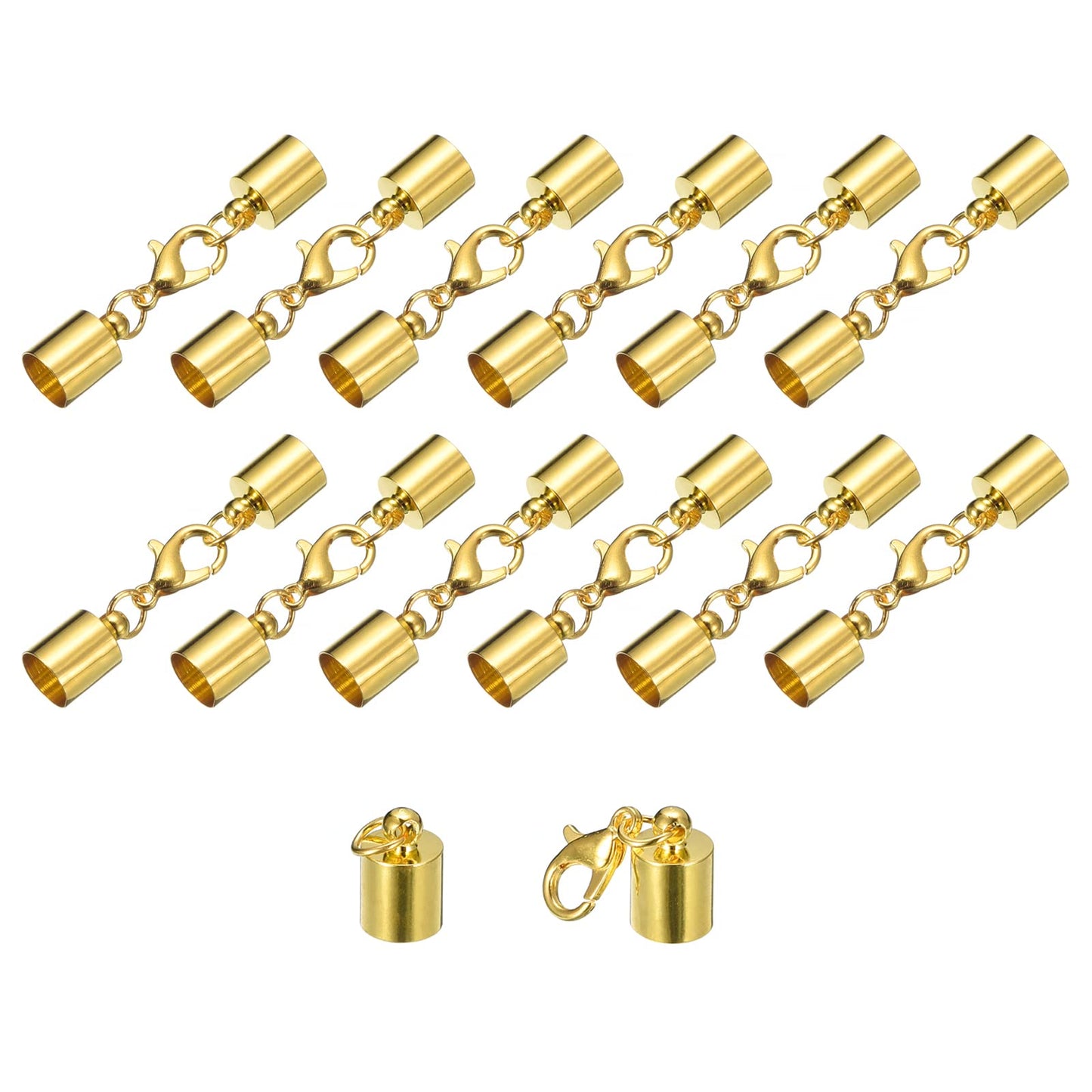 uxcell 20Sets Leather Cord End Caps with Lobster Claw Clasps Fit 4.5mm Cords, Barrel Terminators for DIY Making Leather Bracelets, Bronze Tone BST326L