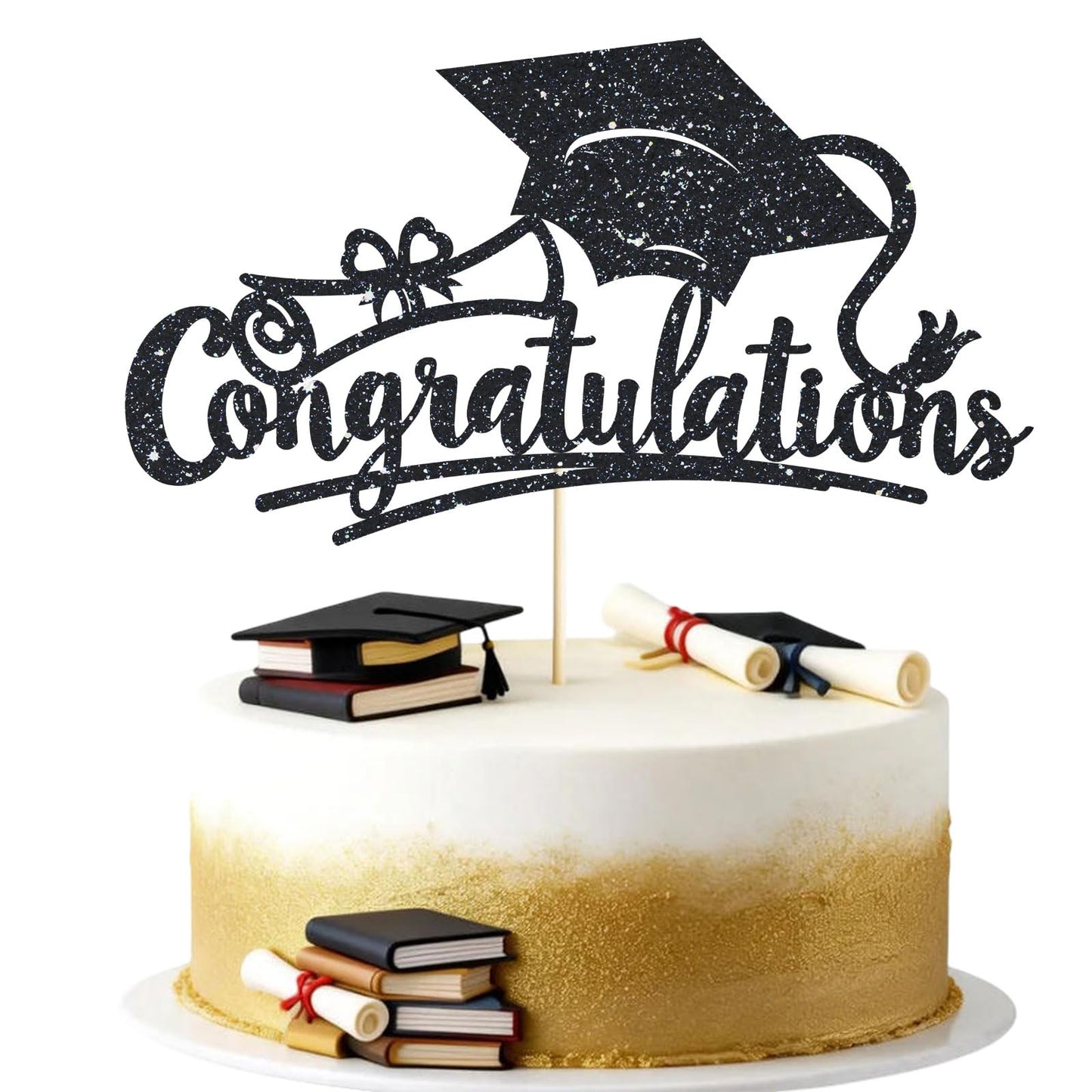 Congratulations 2026 Graduation Cake Topper Red Glittery Class of 2026 Cake Topper Congrats Grad Party Cake Decor for 2026 Senior High School College Grad Party Supplies Decorations BST220