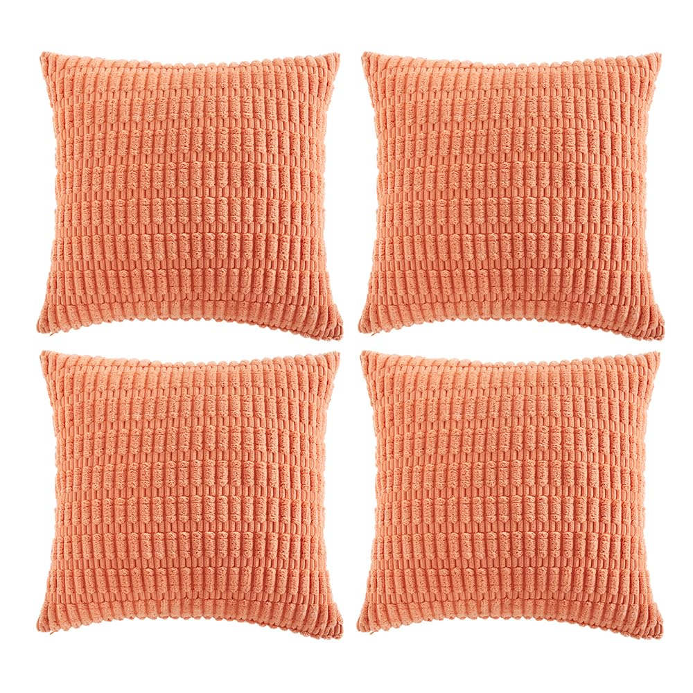 Fancy Homi 4 Packs Decorative Throw Pillow Covers for Living Room Couch Bed, Modern Farmhouse Boho Home Décor Accent Cushion Case, 26" x 26", Peach BST220