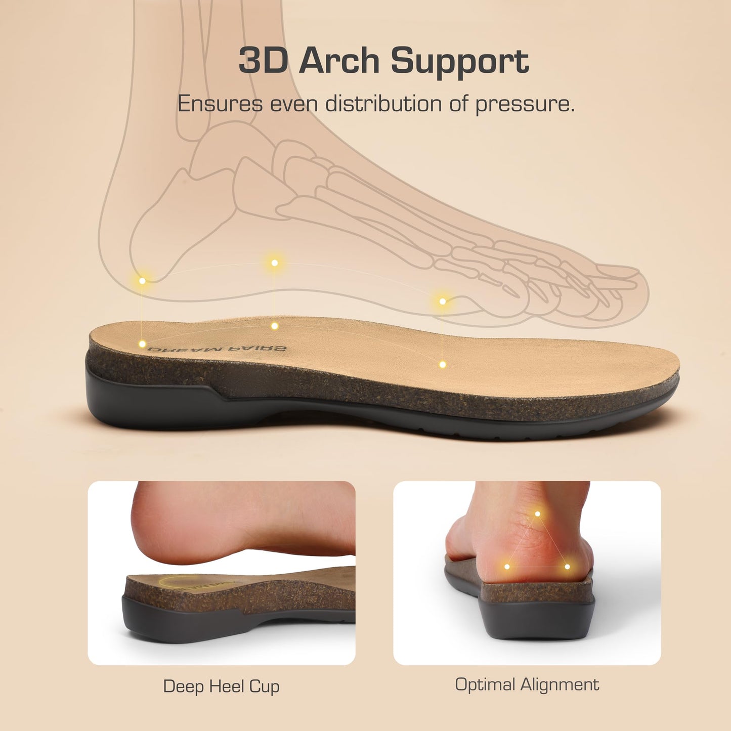 DREAM PAIRS Women's Closed Toe Sandals Arch Support Comfort Cork Footbed Flat Sandals Summer Shoes N31