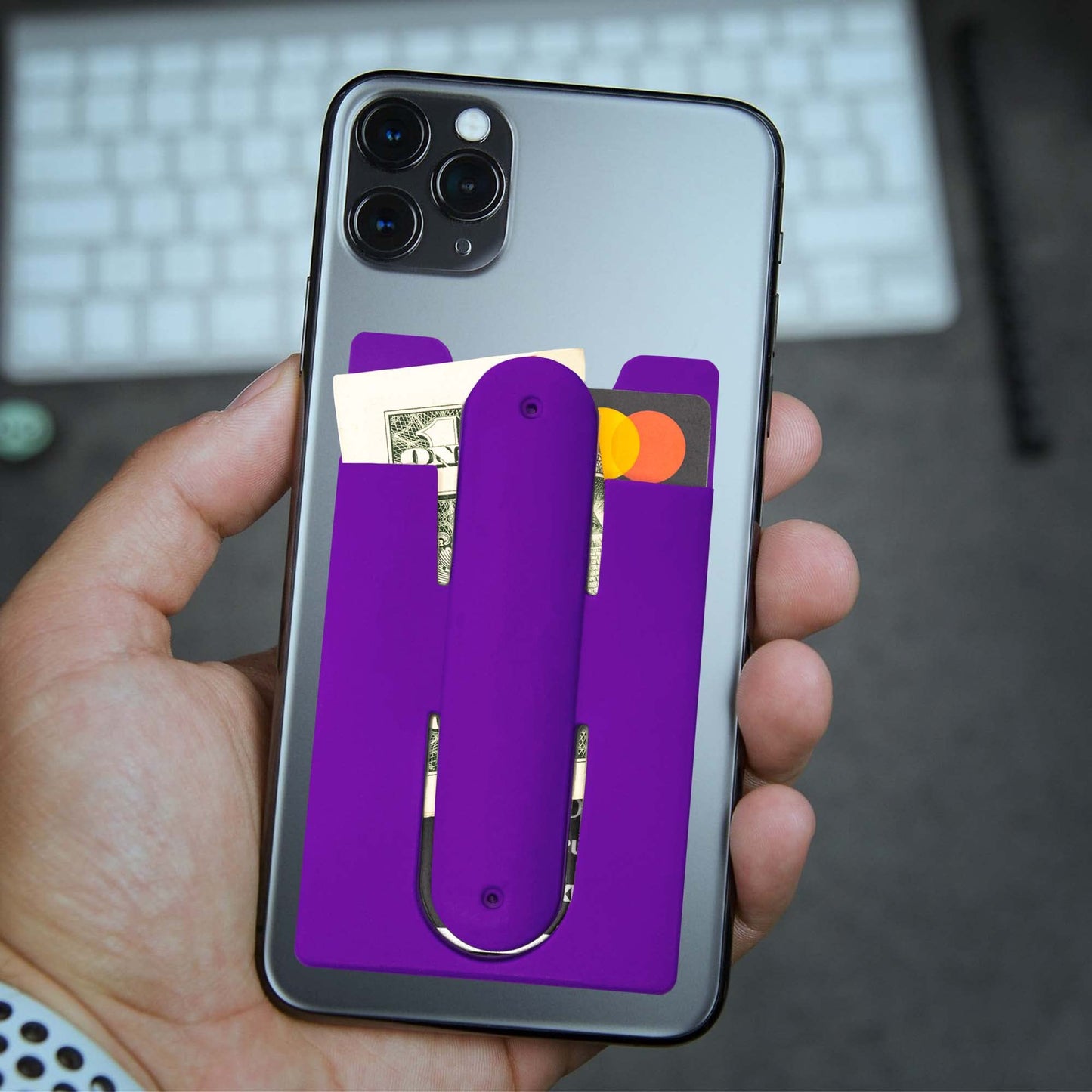 Phone Card Holder with Stand (Purple) BST220