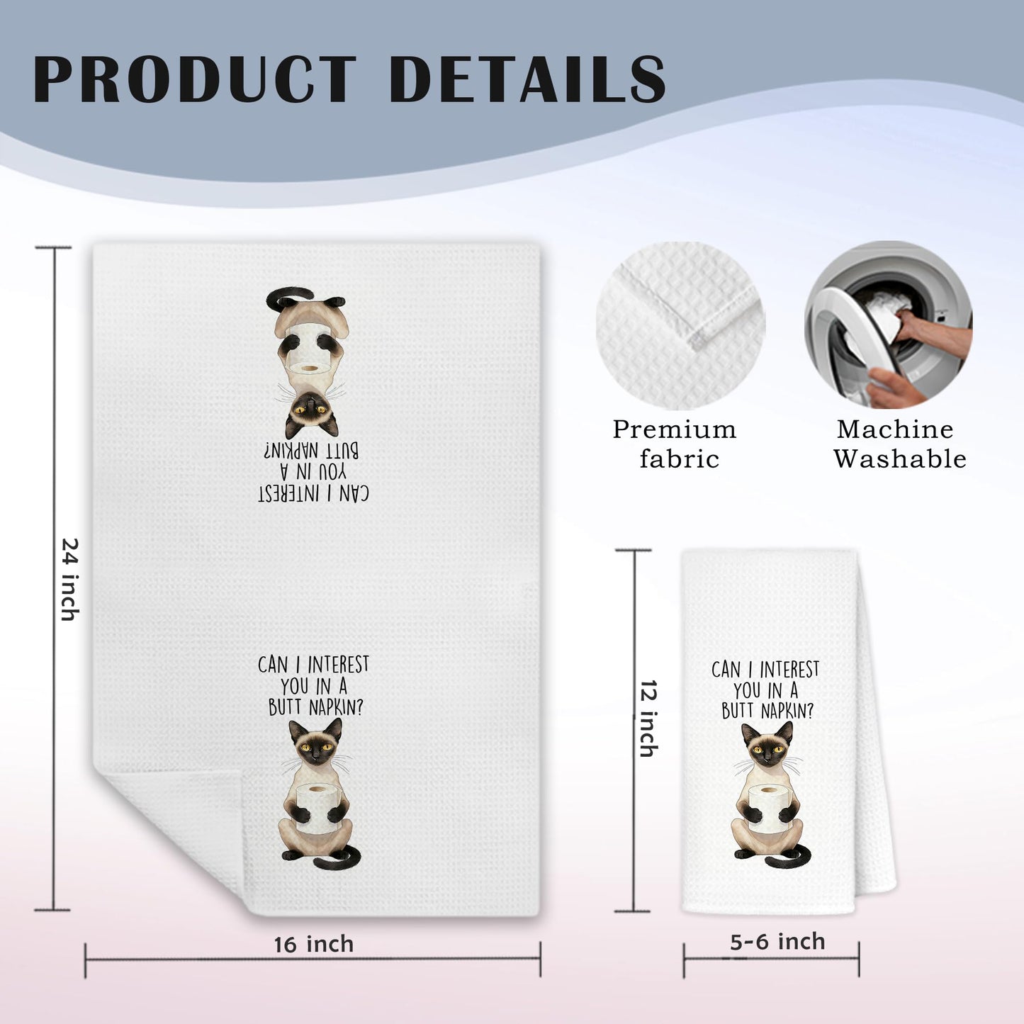 Blue and White Chinoiserie Orange Cat Bathroom Hand Towels, Orange Cat Gifts, Funny Oriental Kitty Decorative Hand Towels Bathroom Restroom Washroom Yoga Spa Zen Decor, 16x24 Inch BST326L