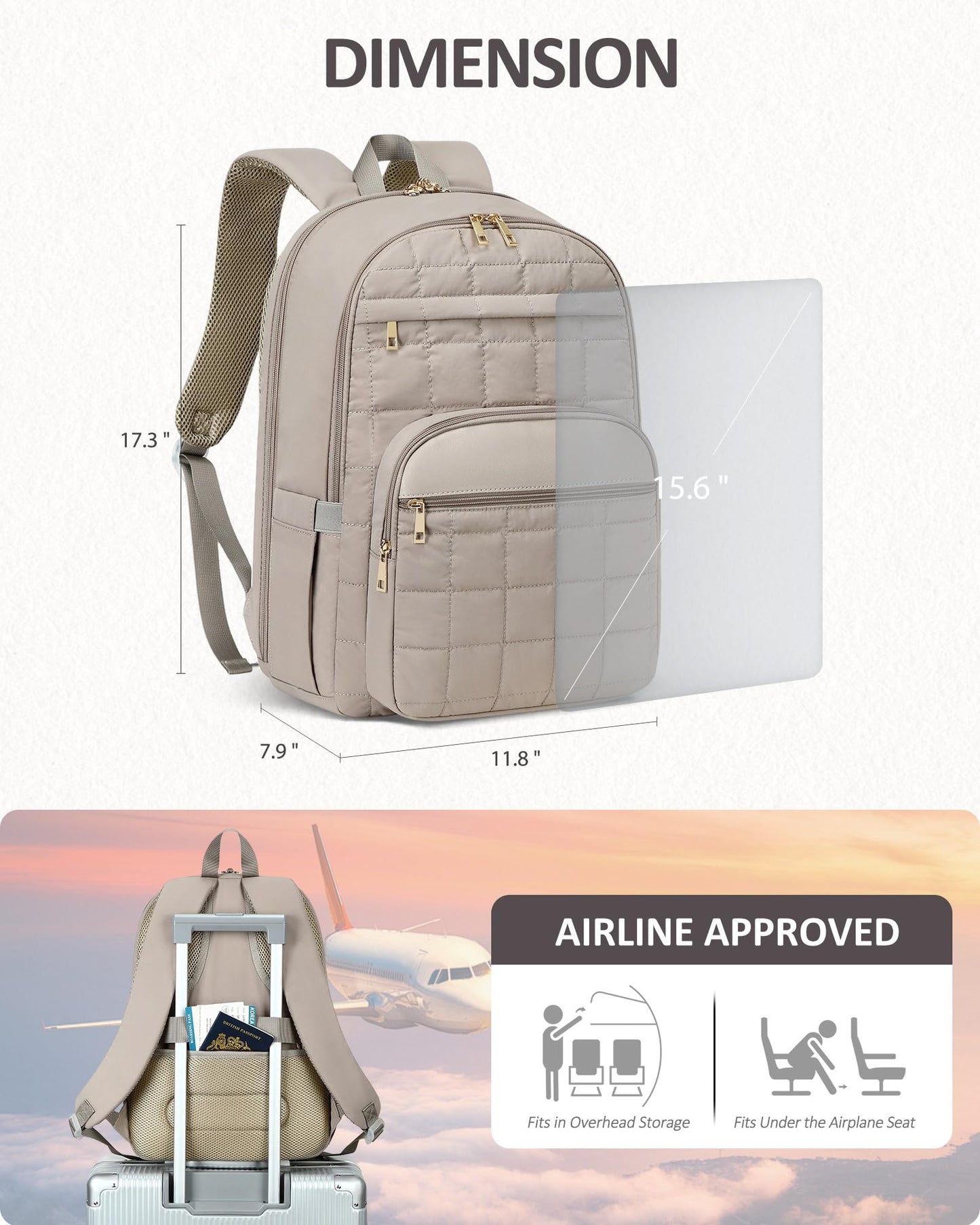 CAMTOP College Backpacks for Women, School Backpack with Insulated Lunch Pocket BST326H