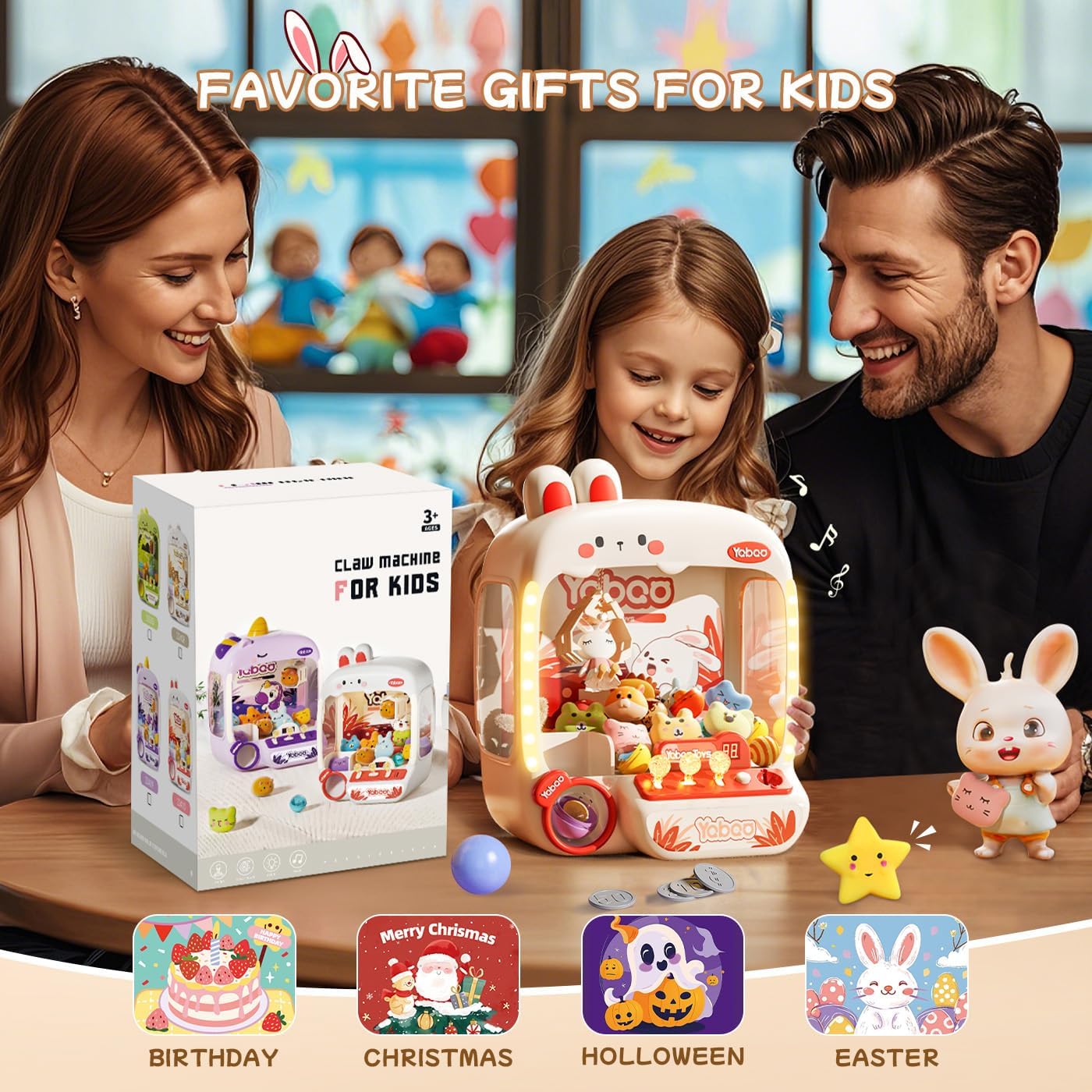 64 PCS Large Claw Machine for Kids Bunny, Vending Machine Toys for Girls 5 6 7 8 Year Old, Candy and Prize Electronic Dispenser Game Ages 5-7 6-8, Birthday Gift for 3 4 5 6 Year Old DD1210